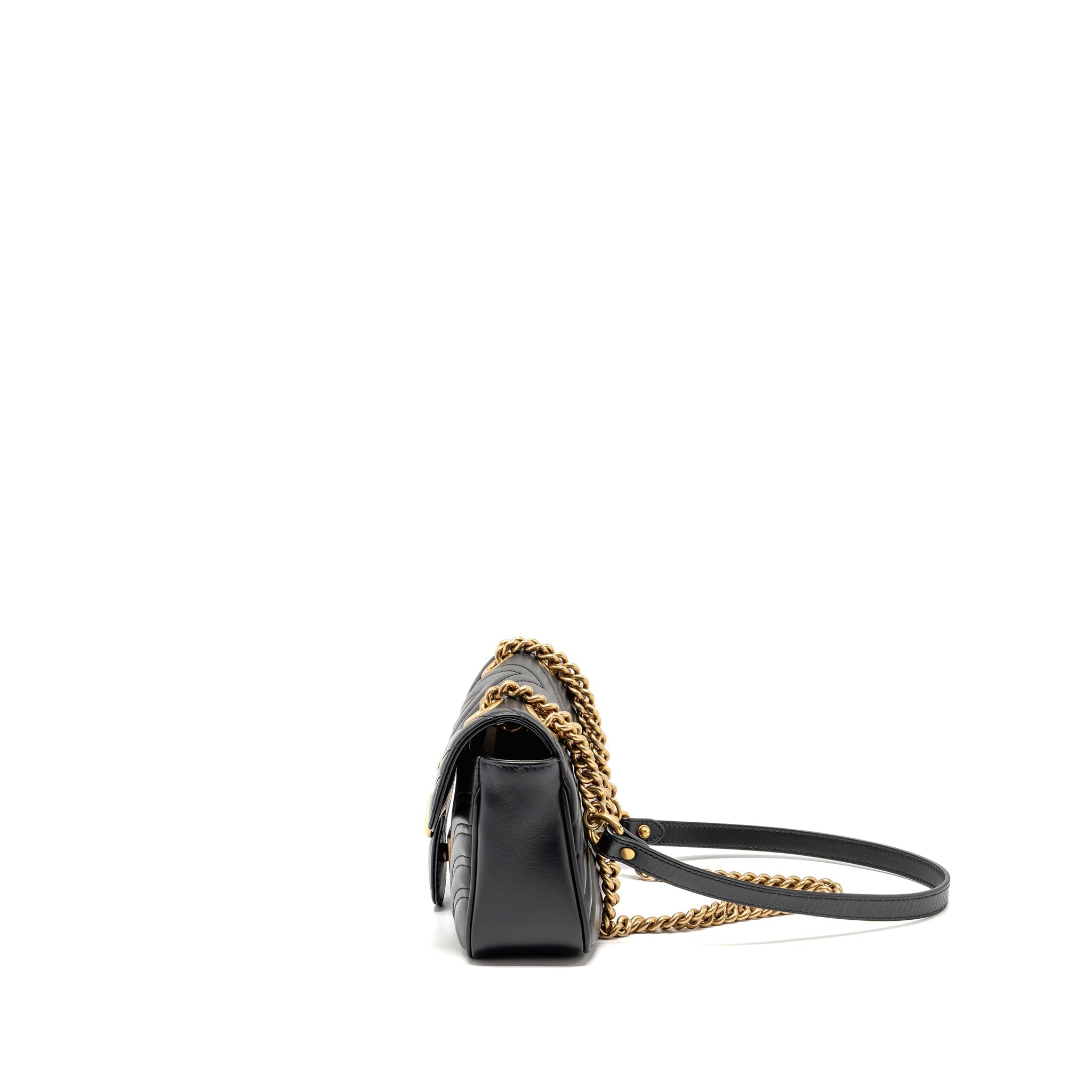 GUCCI SMALL GG MARMONT SHOULDER BAG CALFSKIN BLACK GHW