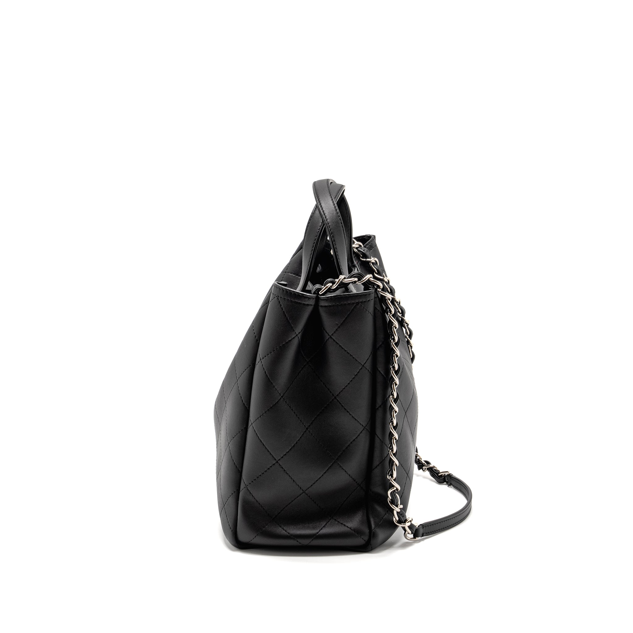 CHANEL HAMPTON TOTE BAG LAMBSKIN BLACK SHW