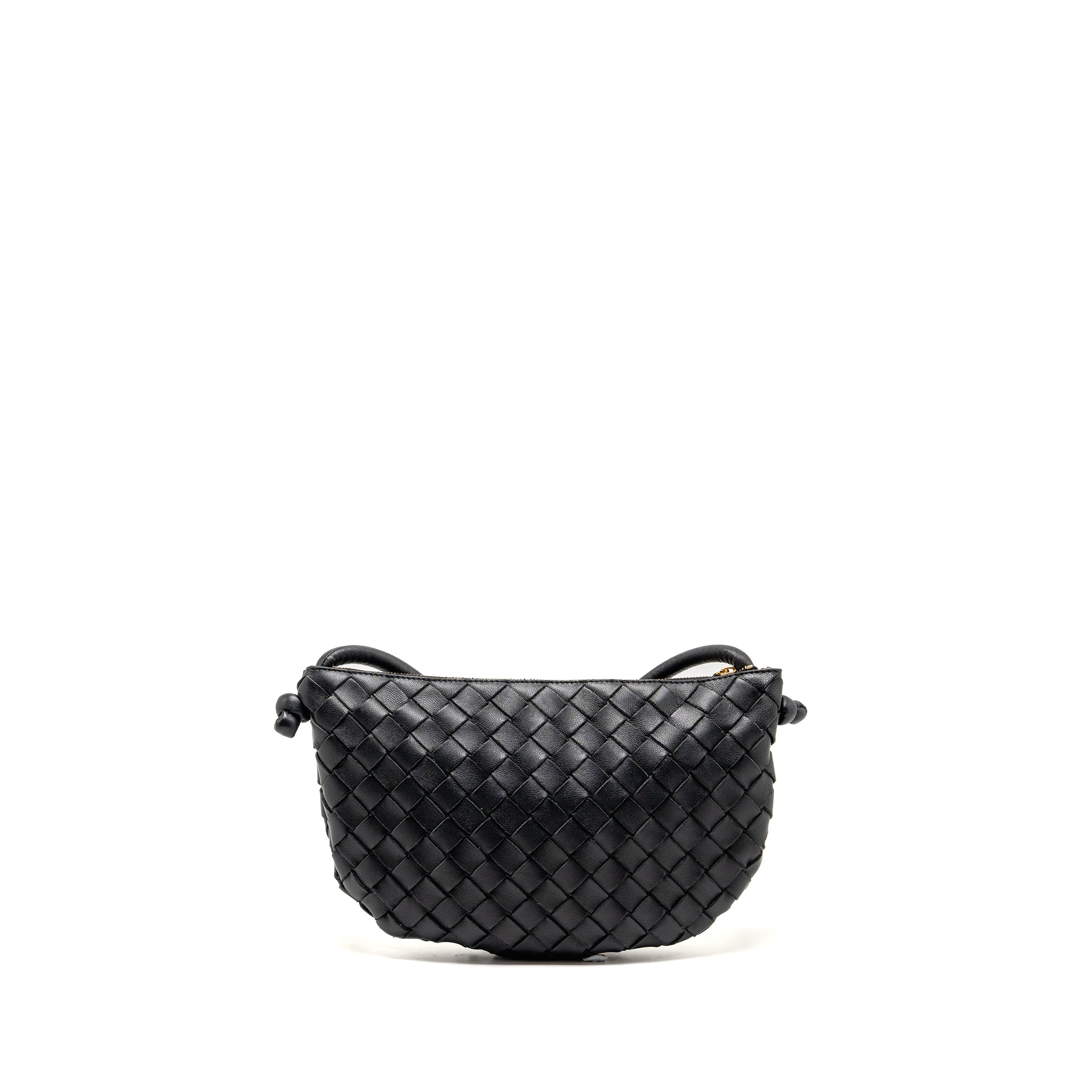 BOTTEGA VENETA MINI TURN POUCH LAMBSKIN BLACK GHW