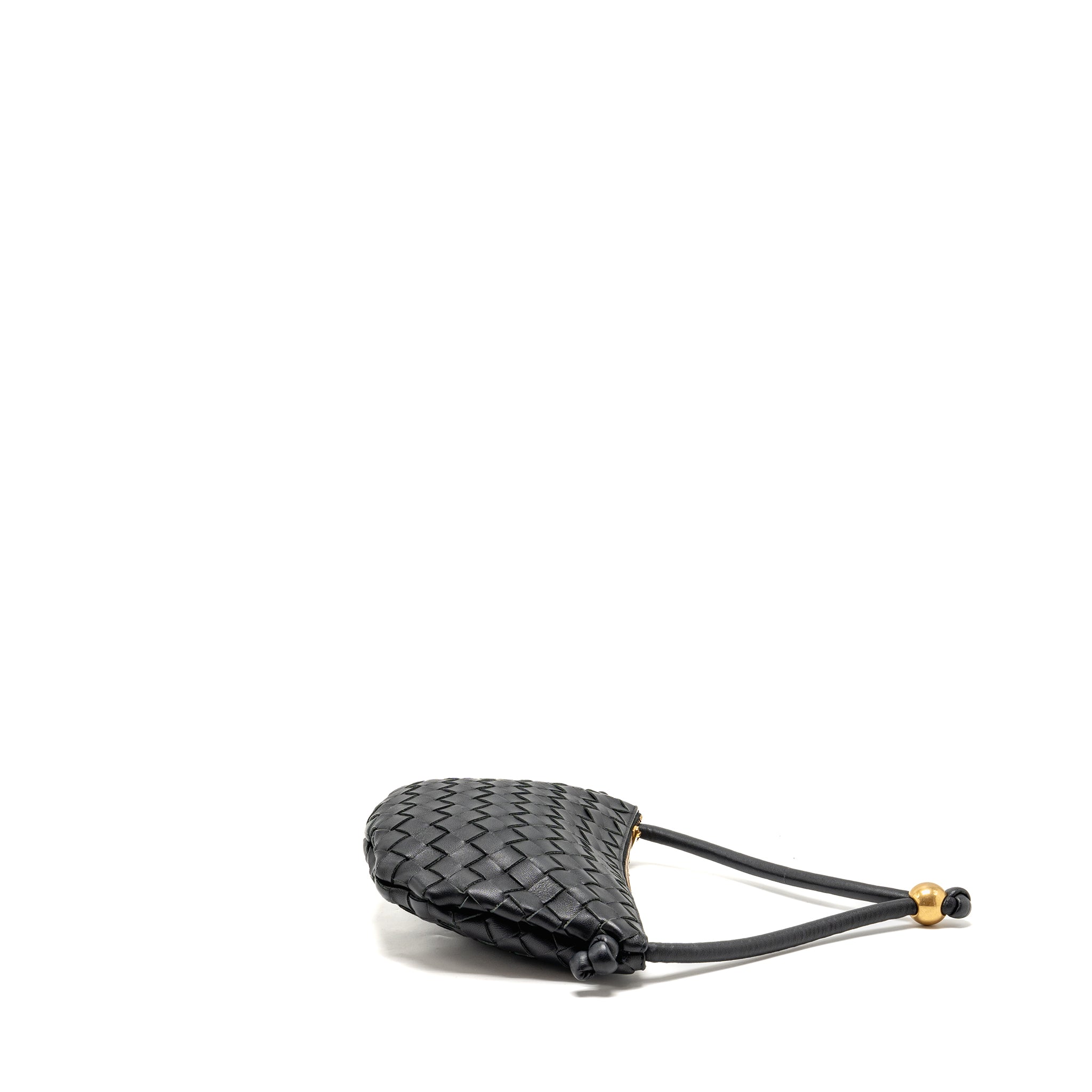 BOTTEGA VENETA MINI TURN POUCH LAMBSKIN BLACK GHW