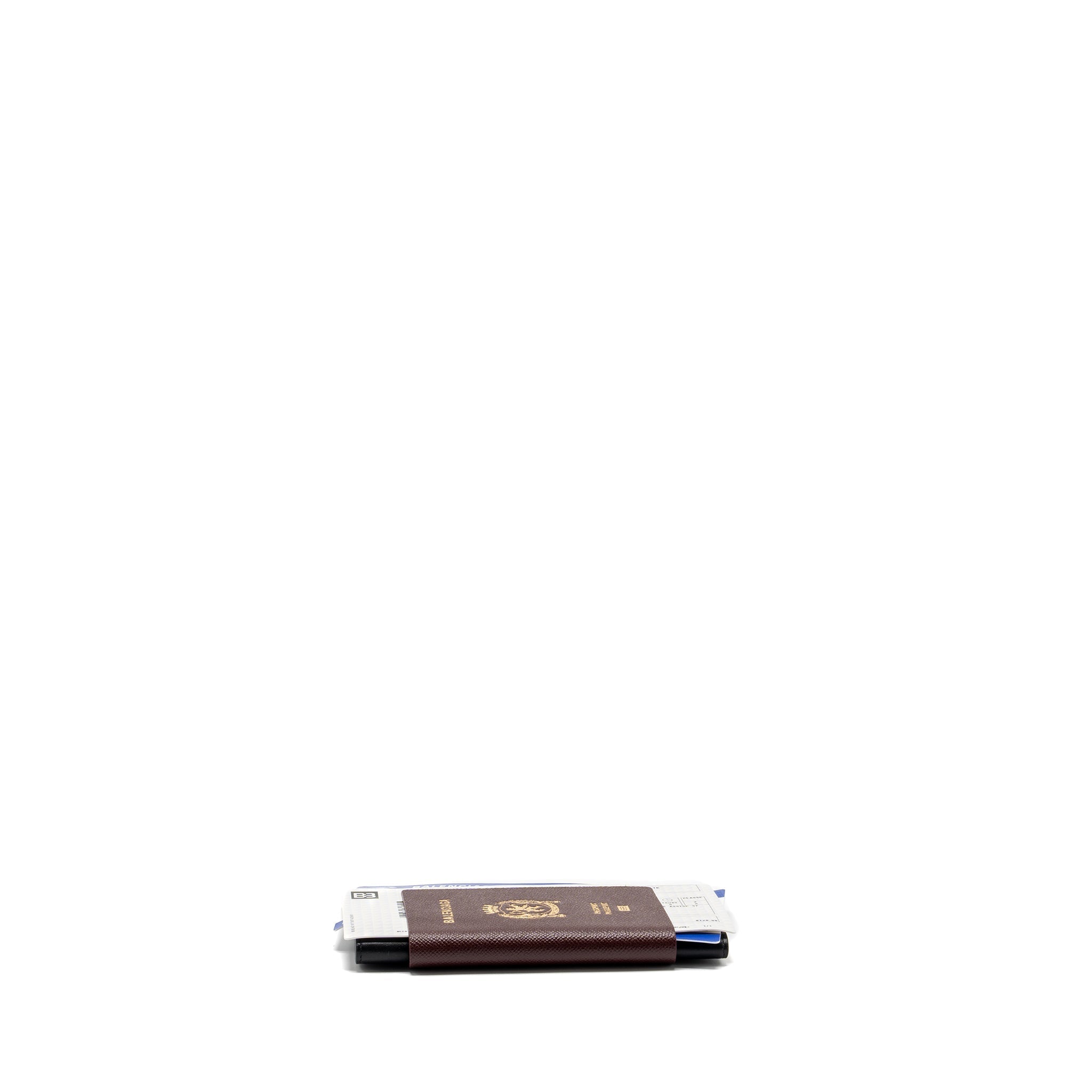 BALENCIAGA PASSPORT LONG WALLET 2 TICKETS CALFSKIN DARK RED