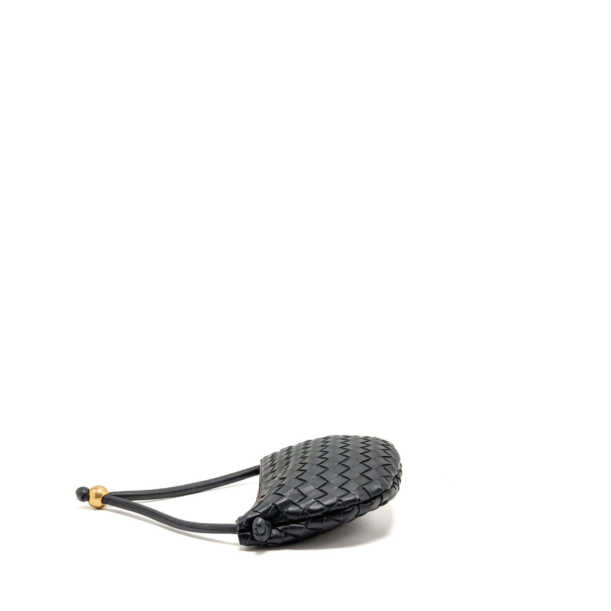 BOTTEGA VENETA MINI TURN POUCH LAMBSKIN BLACK GHW
