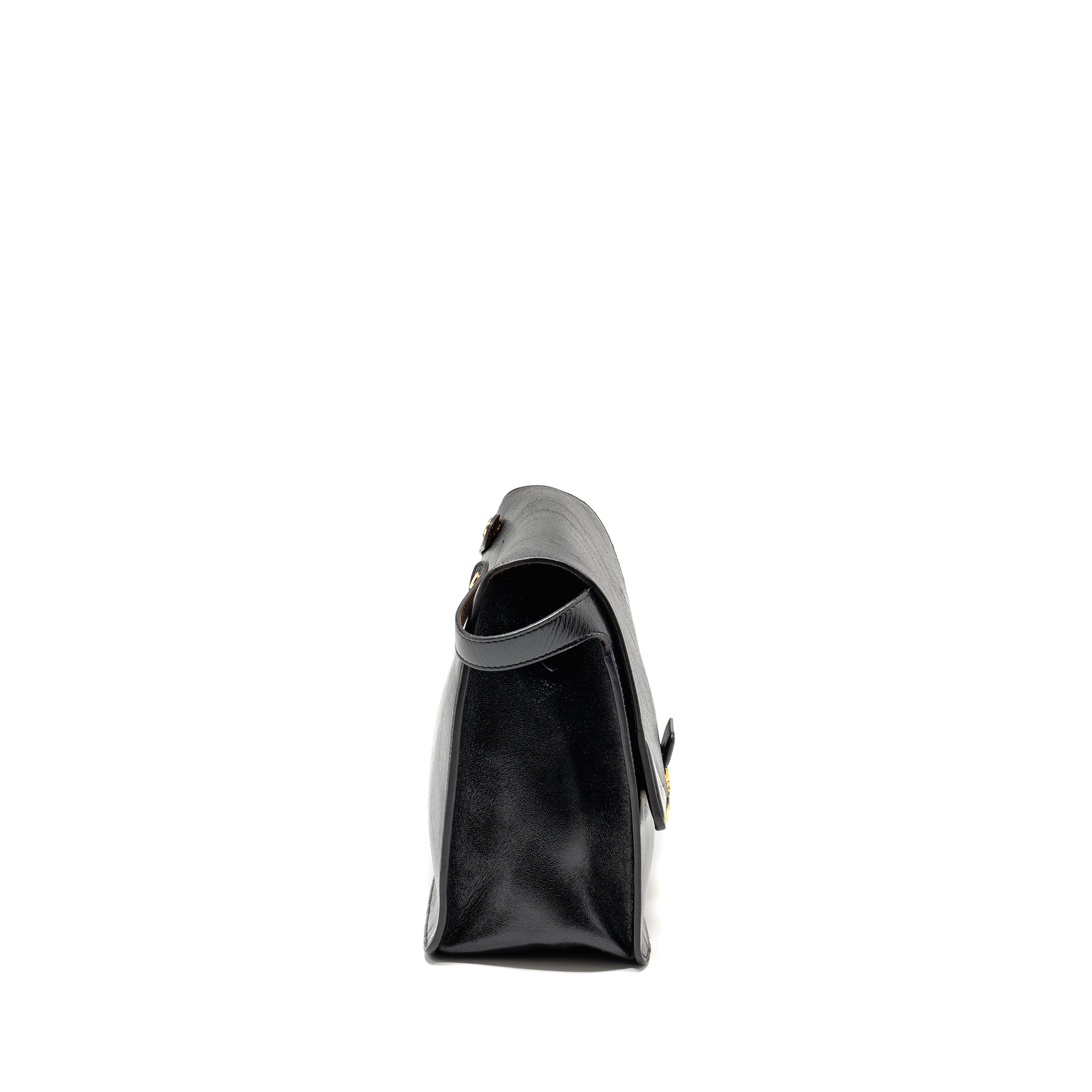 FENDI KAN U SHOULDER BAG LEATHER BLACK GHW
