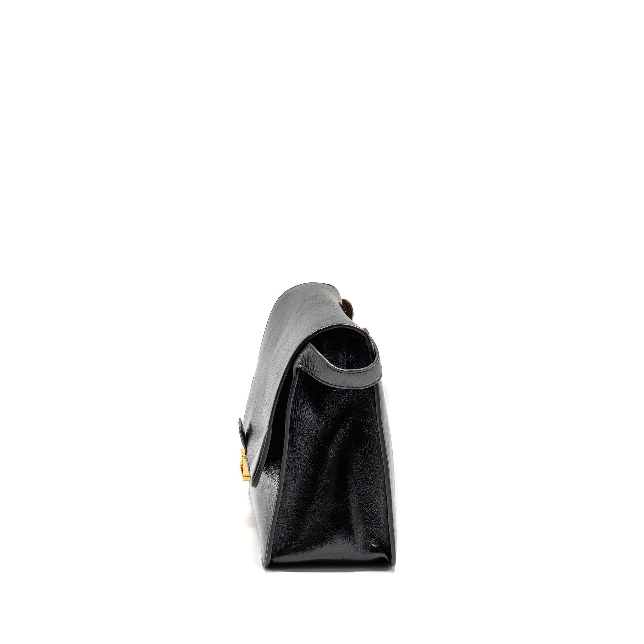 FENDI KAN U SHOULDER BAG LEATHER BLACK GHW
