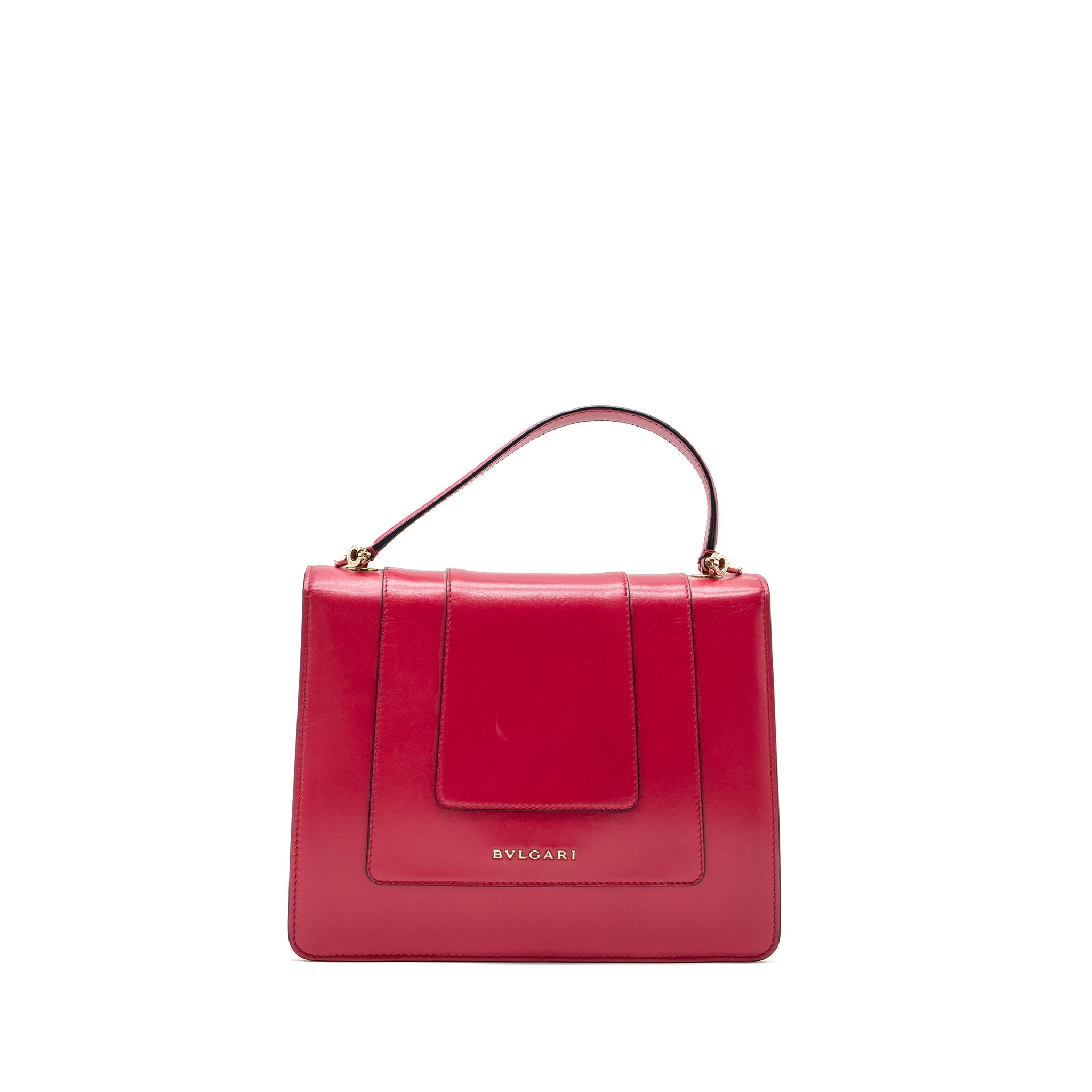 BVLGARI TOP HANDLE SERPENTI FLAP BAG CALFSKIN DARK PINK LGHW