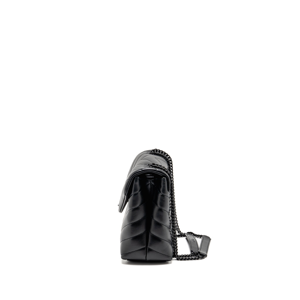 SAINT LAURENT/YSL MEDIUM LOULOU SHOULDER BAG CALFSKIN SO BLACK