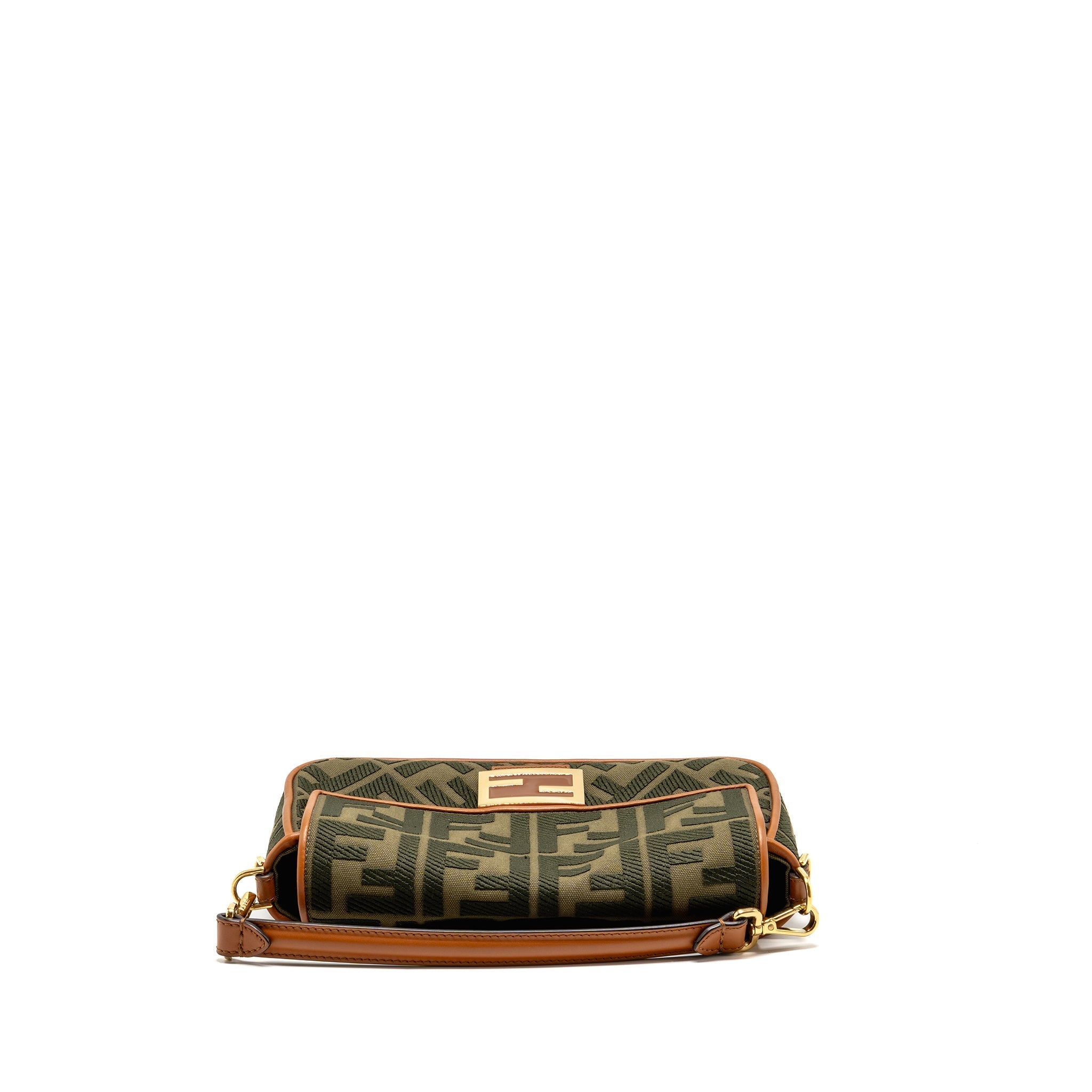 FENDI BAGUETTE SHOULDER BAG DENIM KHAKI GREEN GHW