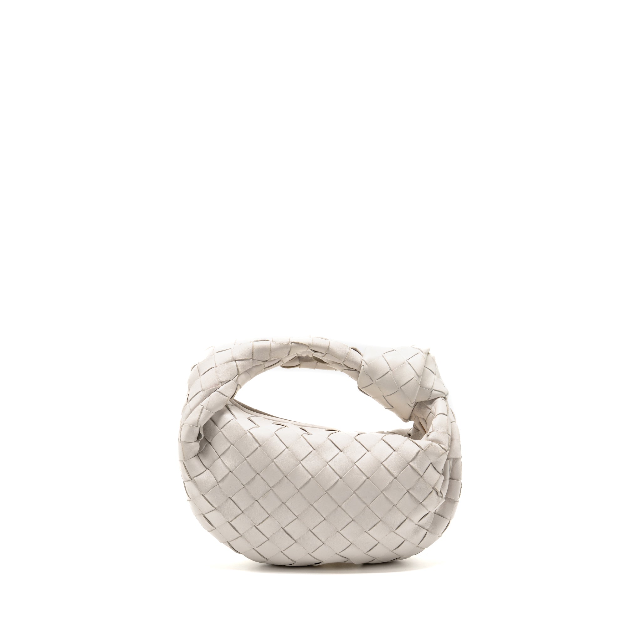 BOTTEGA VENETA MINI JODIE LAMBSKIN WHITE GHW