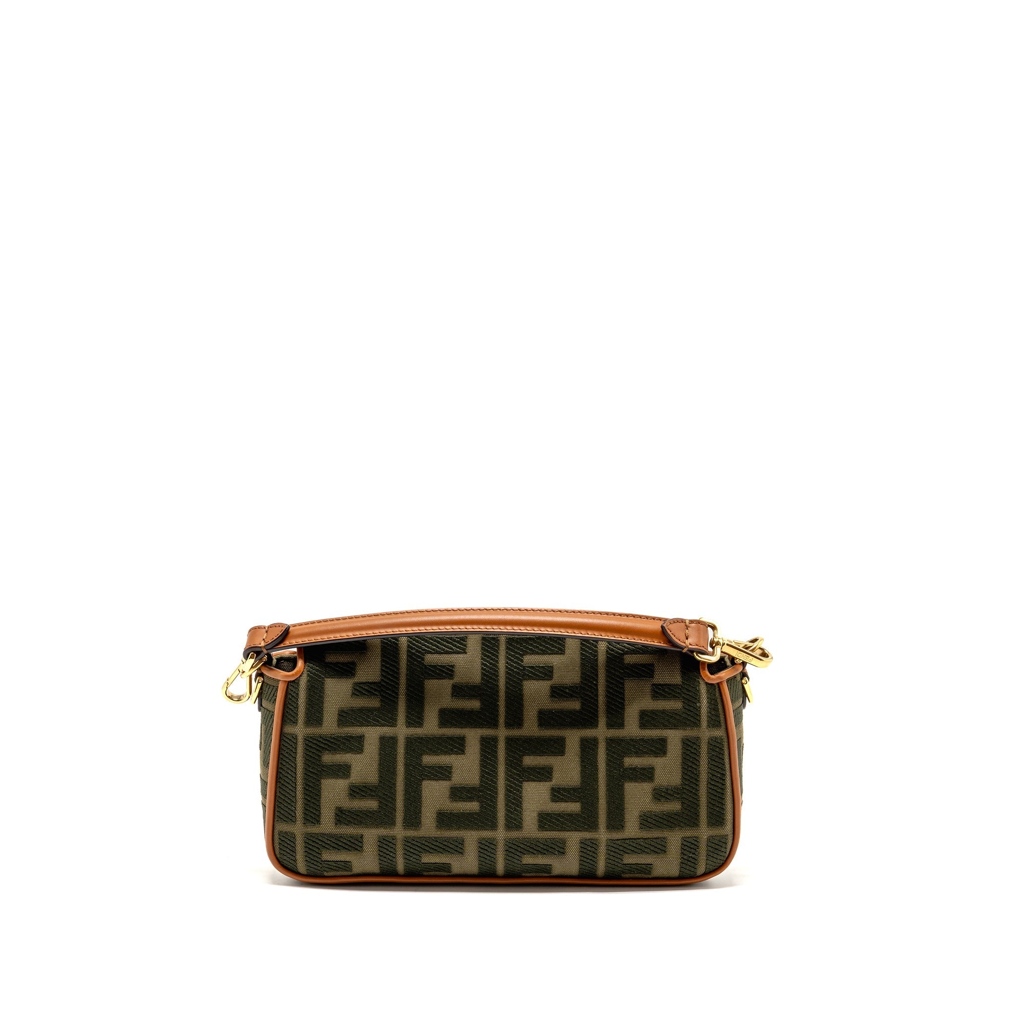 FENDI BAGUETTE SHOULDER BAG DENIM KHAKI GREEN GHW