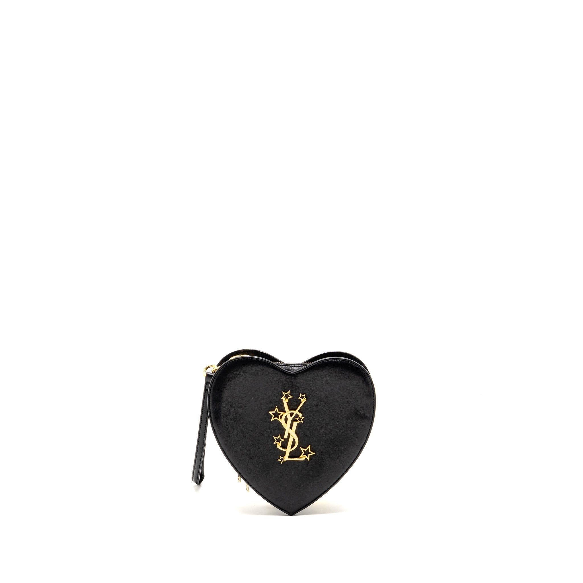 SAINT LAURENT/YSL LOVE HEART CLUTCH LAMBSKIN BLACK GHW