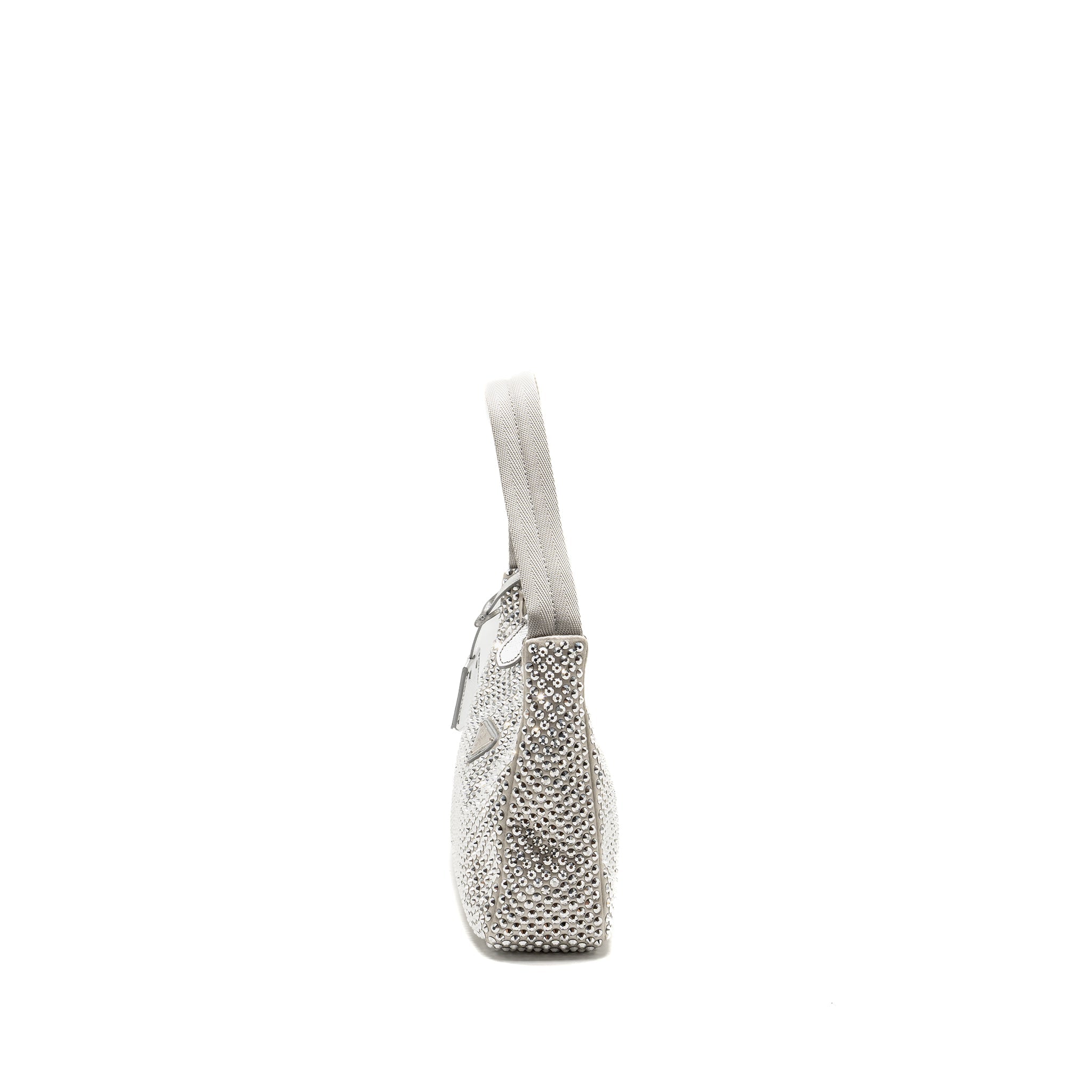 PRADA RE-EDITION SATIN CRYSTAL MINI BAG SILVER SHW