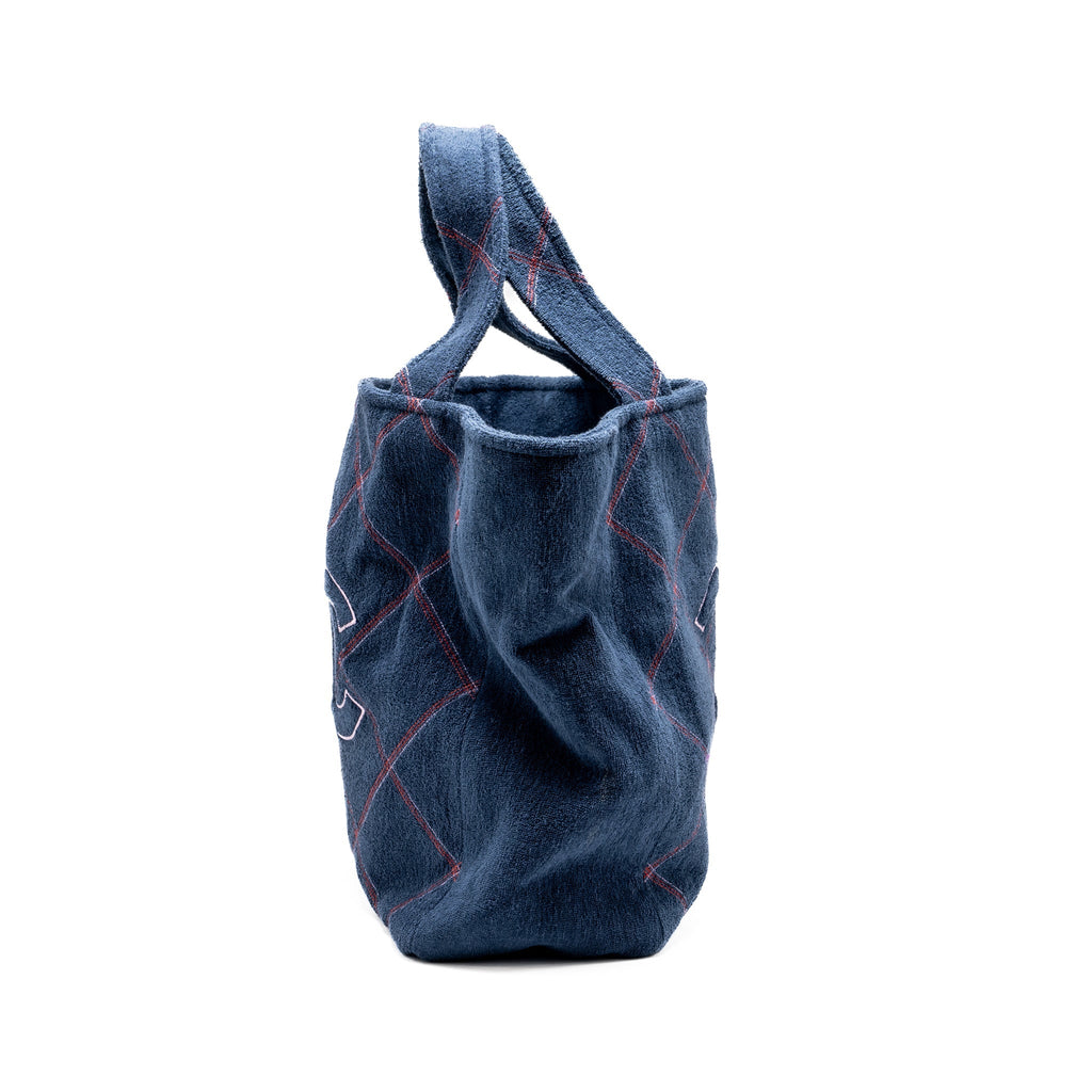 CHANEL COCO BEACH TOTE BAG WITH TOWEL/POUCH SET TERRY CLOTH NAVY SHW