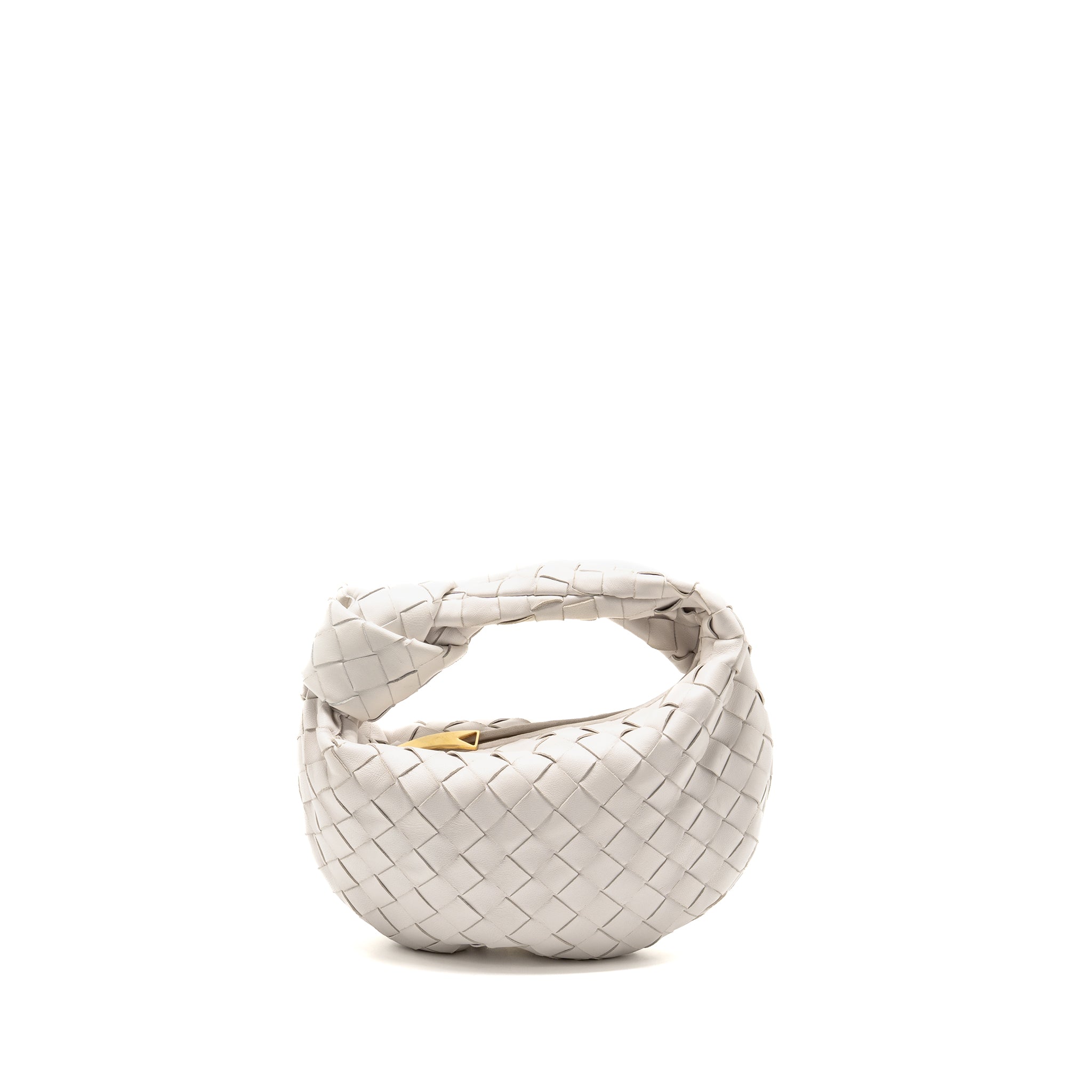 BOTTEGA VENETA MINI JODIE LAMBSKIN WHITE GHW