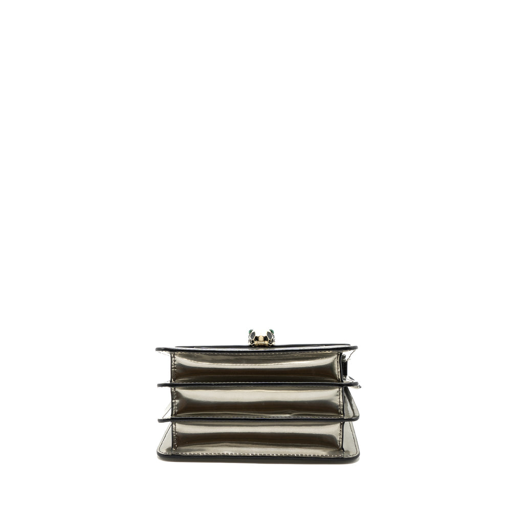 BVLGARI TOP HANDLE SERPENTI FOREVER CORSSBODY BAG CALFSKIN METALLIC SILVER LGHW