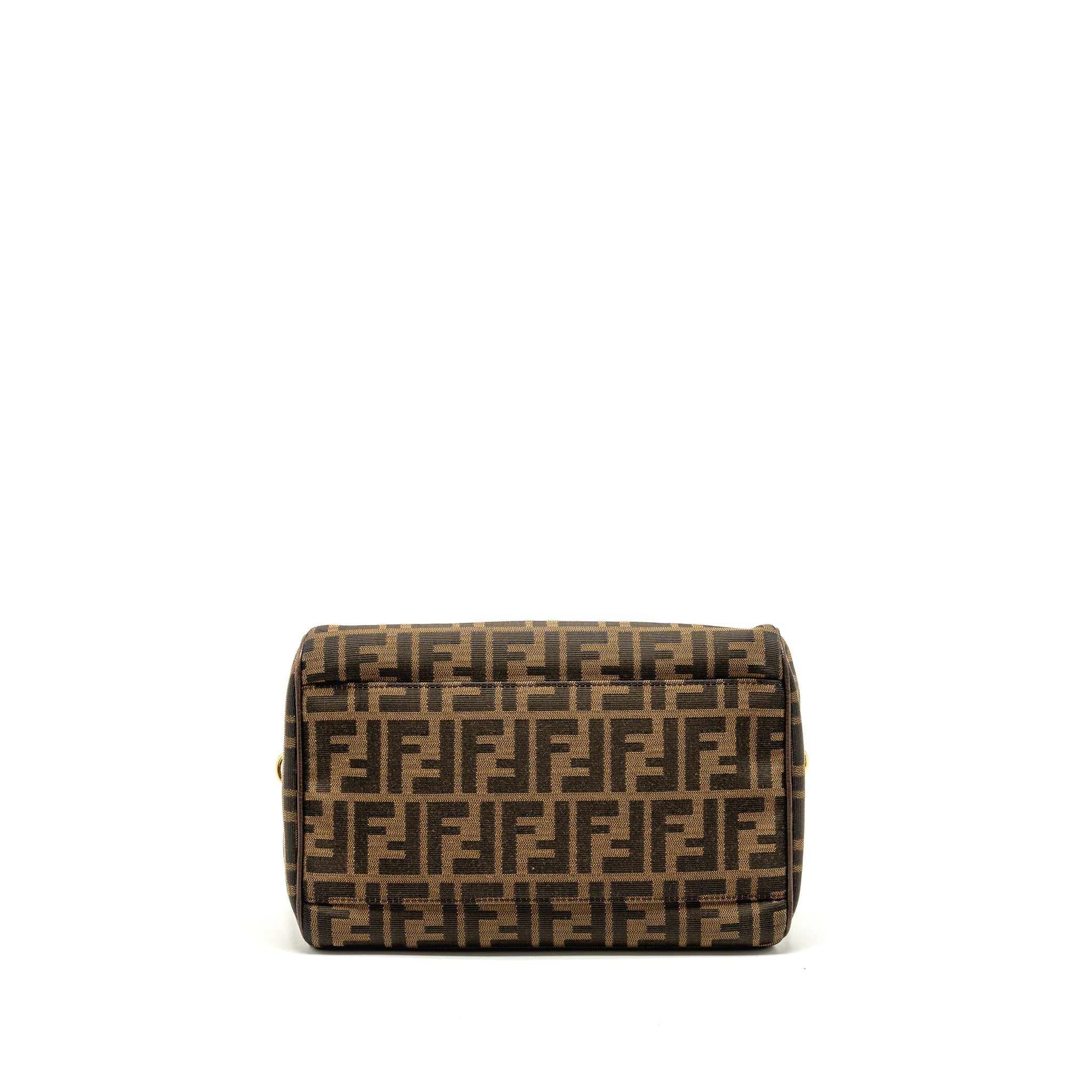 FENDI BOSTON BAG FF JACQUARD CANVAS BROWN GHW