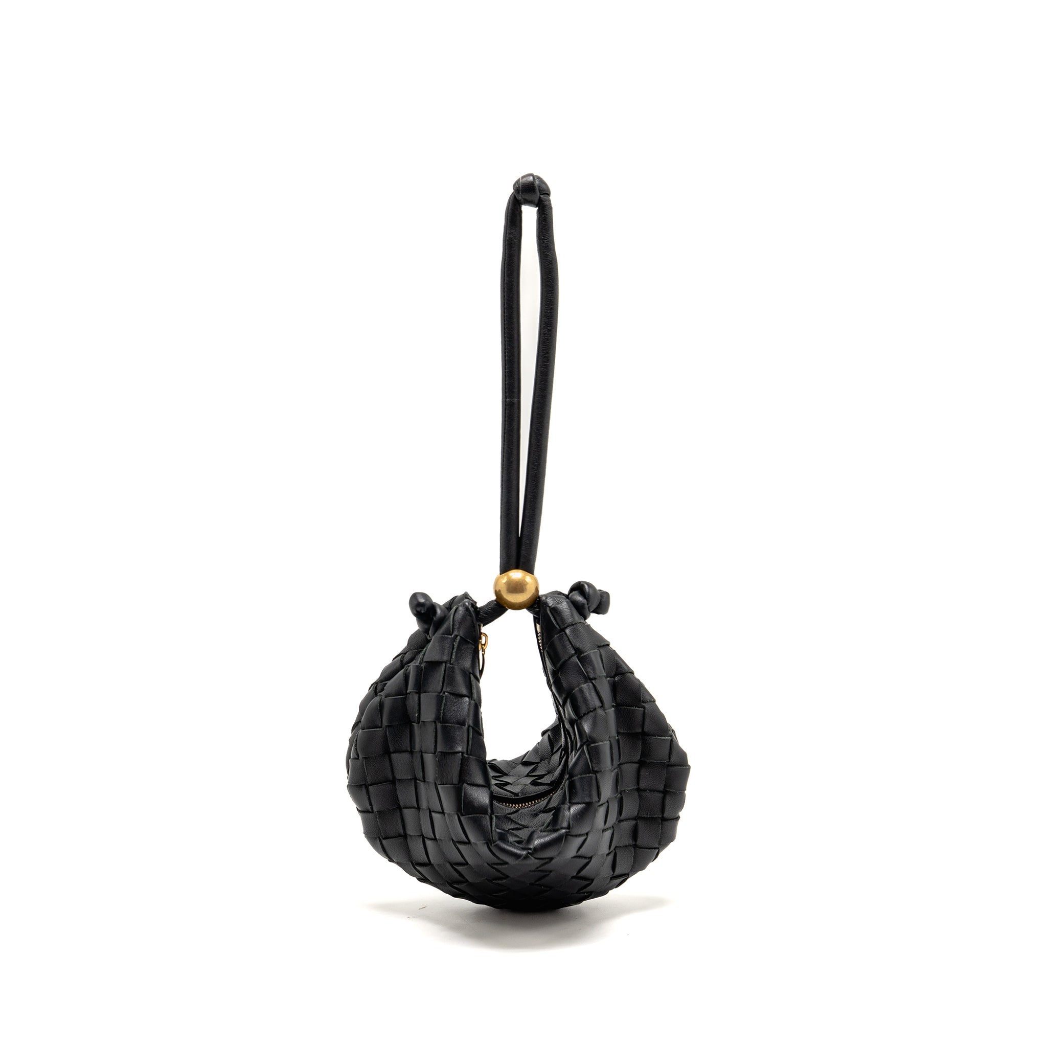 BOTTEGA VENETA MINI TURN POUCH LAMBSKIN BLACK GHW