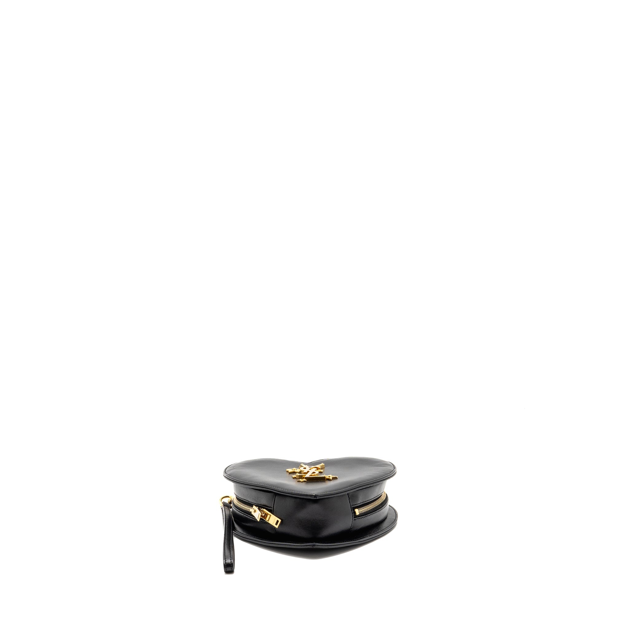 SAINT LAURENT/YSL LOVE HEART CLUTCH LAMBSKIN BLACK GHW