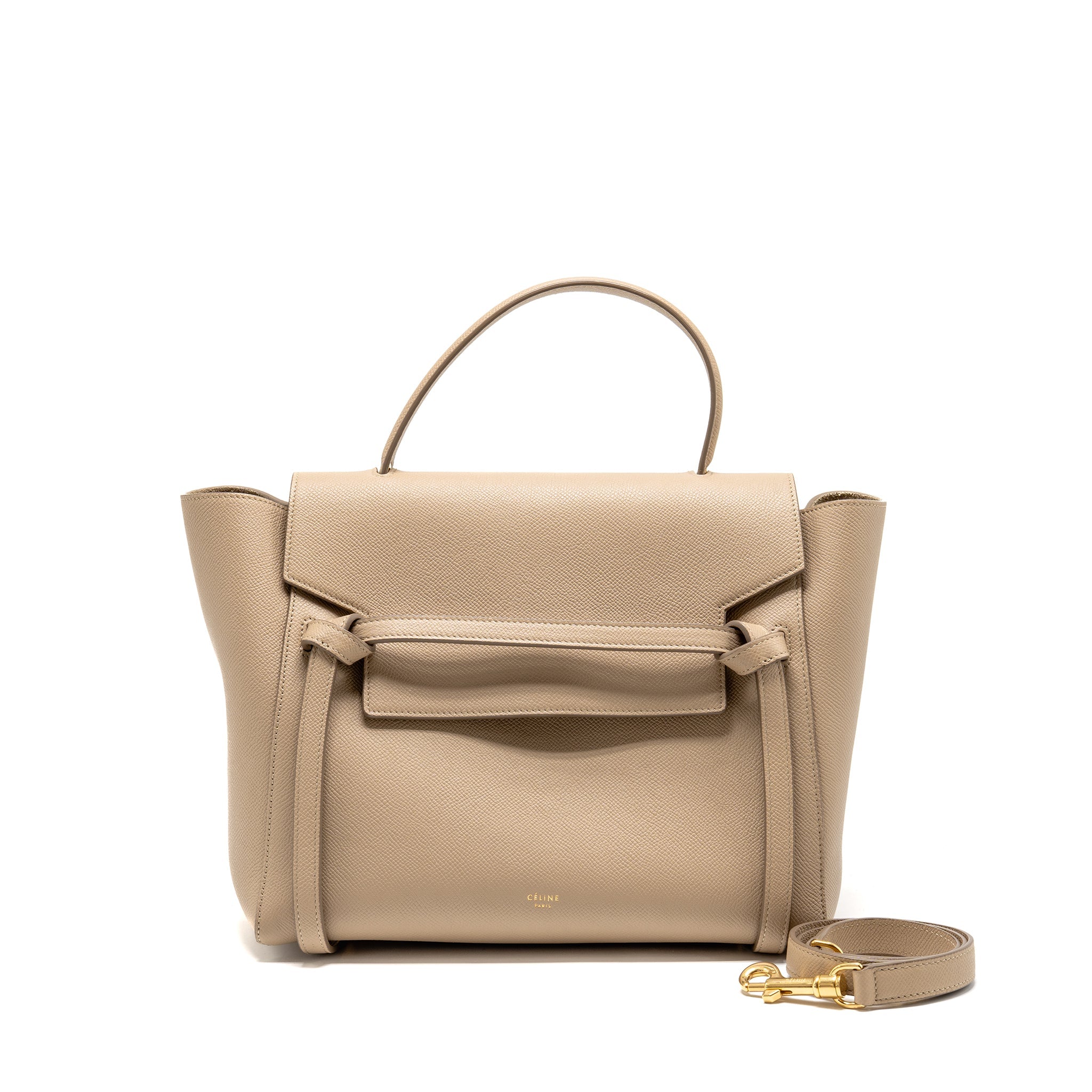 CELINE MINI BELT BAG GRAINED CALFSKIN LIGHT TAUPE GHW