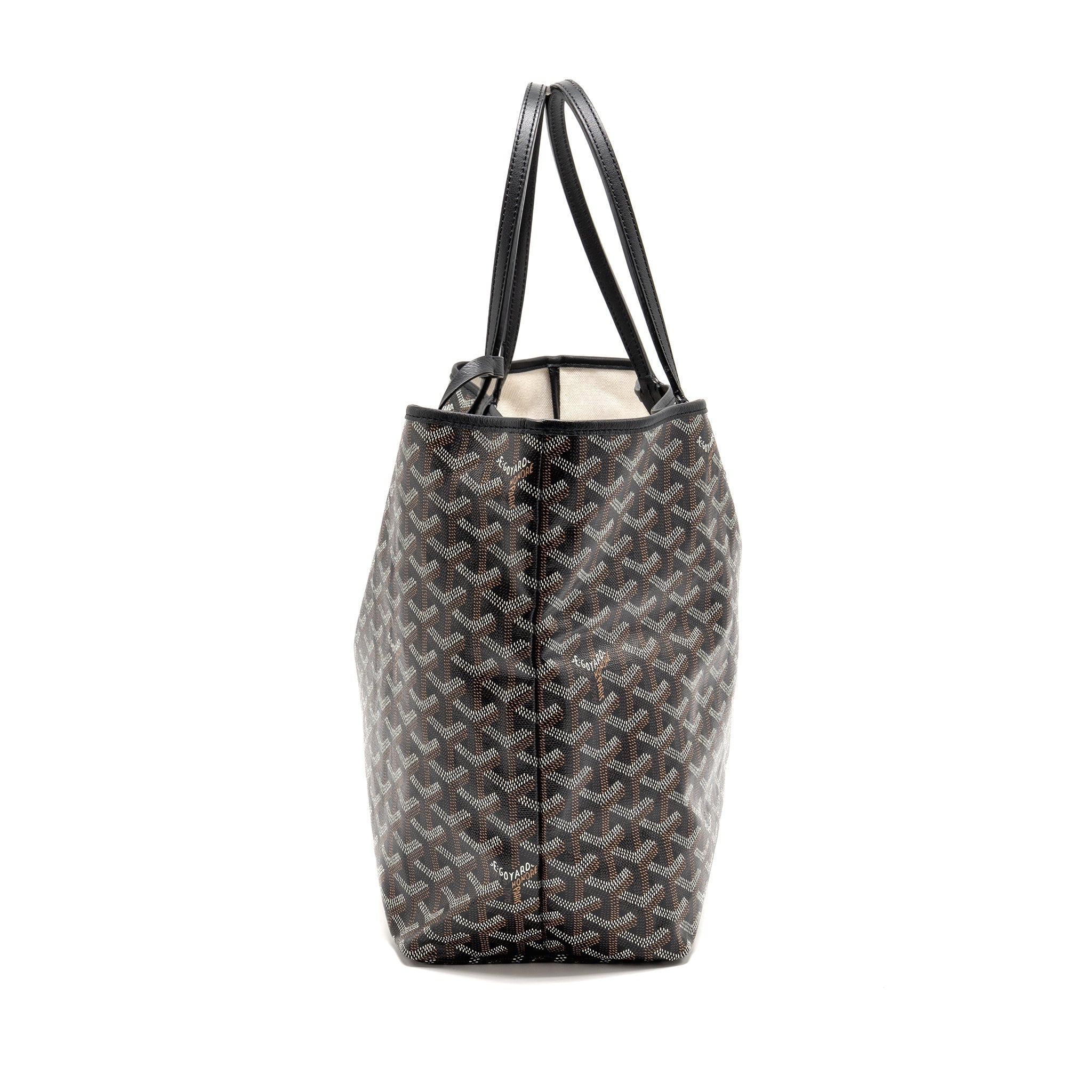 GOYARD SAINT LOUIS PM TOTE BAG GOYARDINE CANVAS/CALFSKIN BLACK