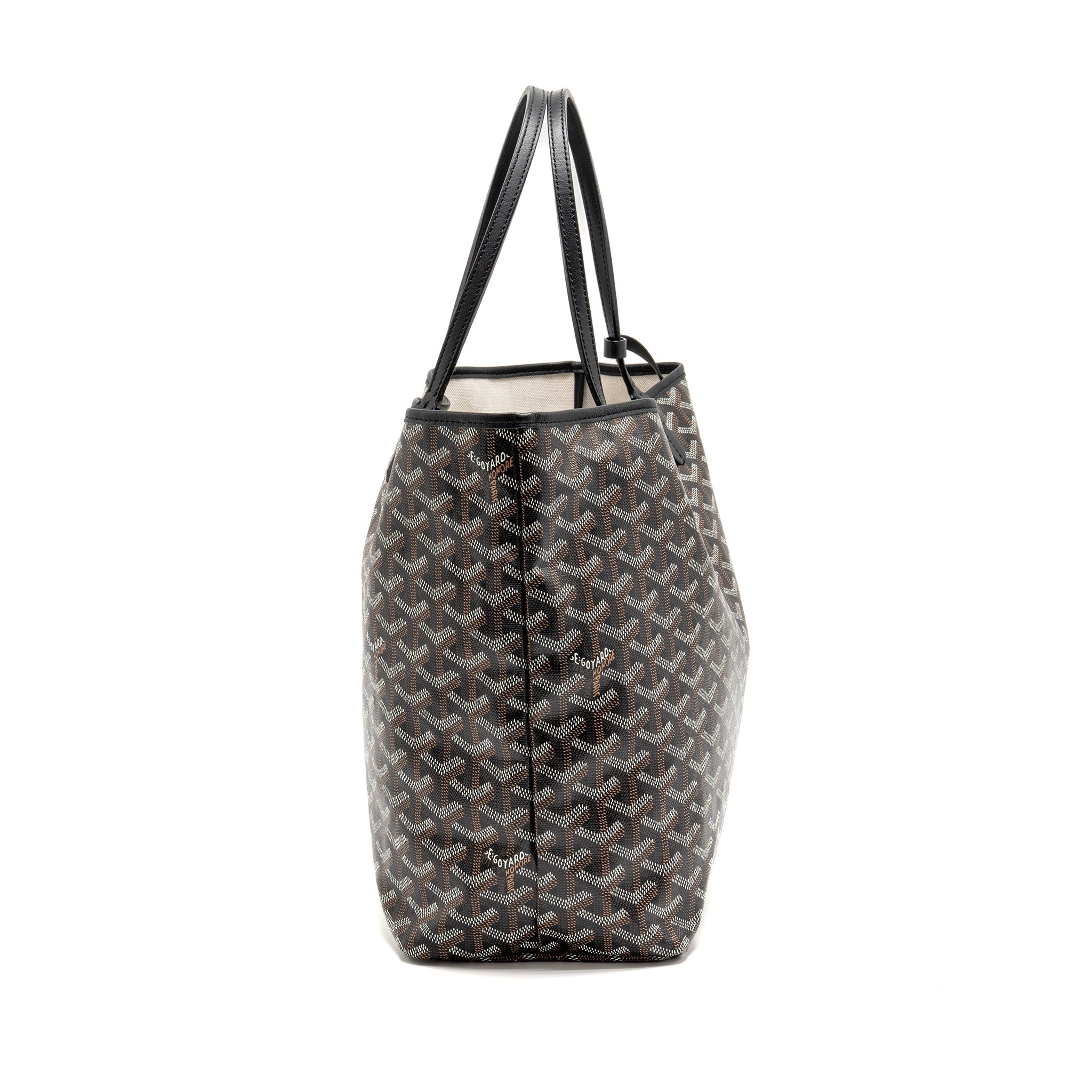 GOYARD SAINT LOUIS PM TOTE BAG GOYARDINE CANVAS/CALFSKIN BLACK