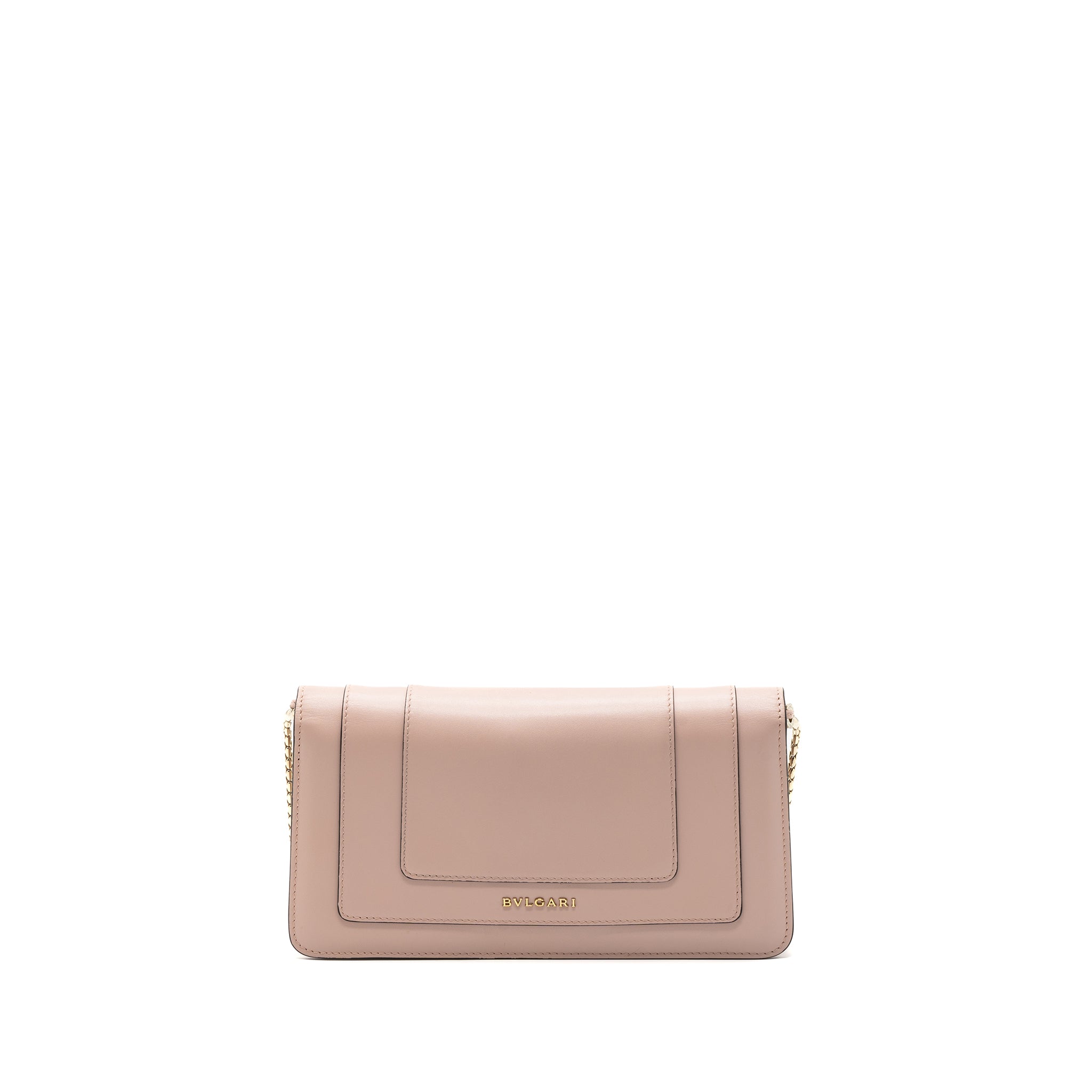 BVLGARI SERPENTI FOREVER CLUTCH WITH CHAIN CALFSKIN PINK LGHW