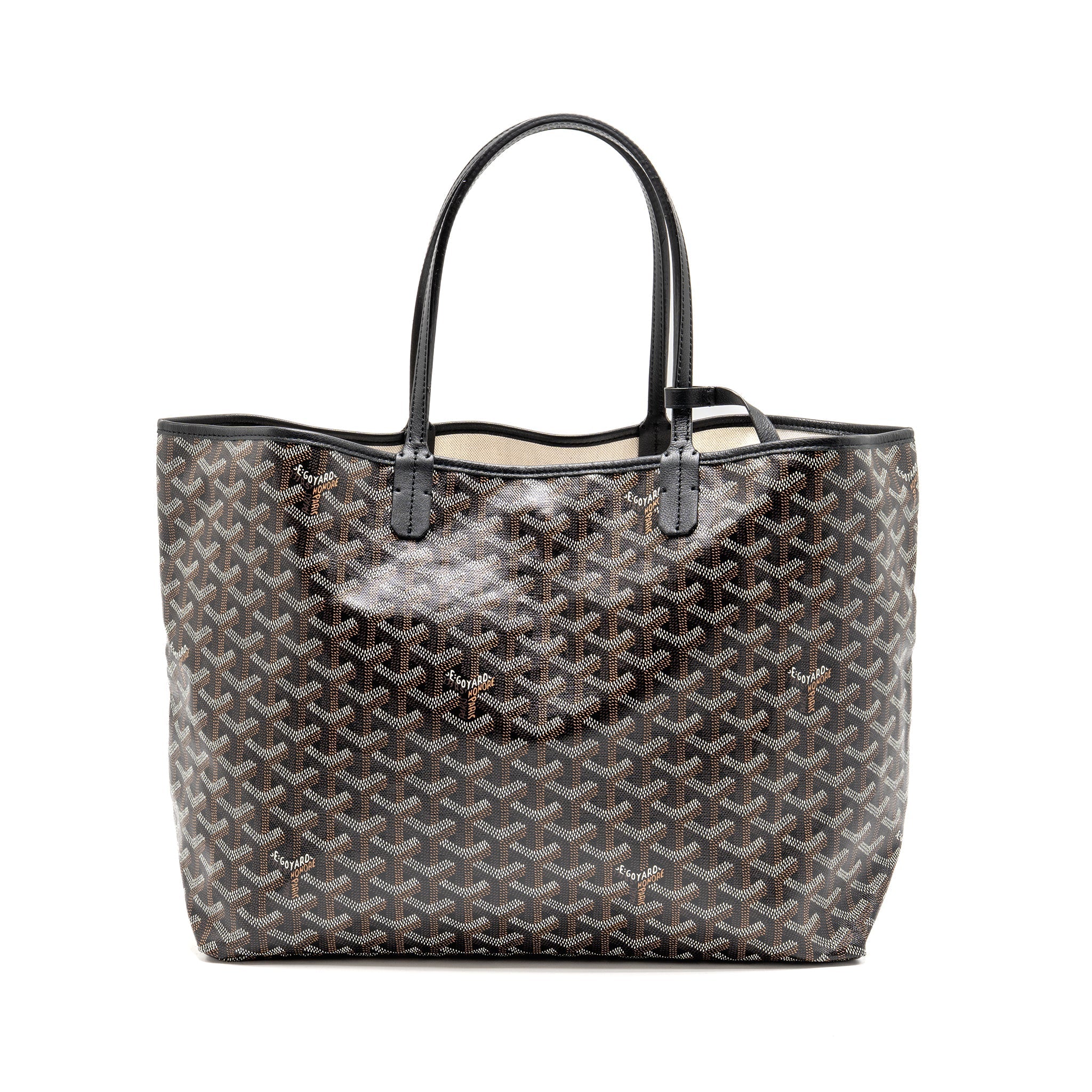 GOYARD SAINT LOUIS PM TOTE BAG GOYARDINE CANVAS/CALFSKIN BLACK