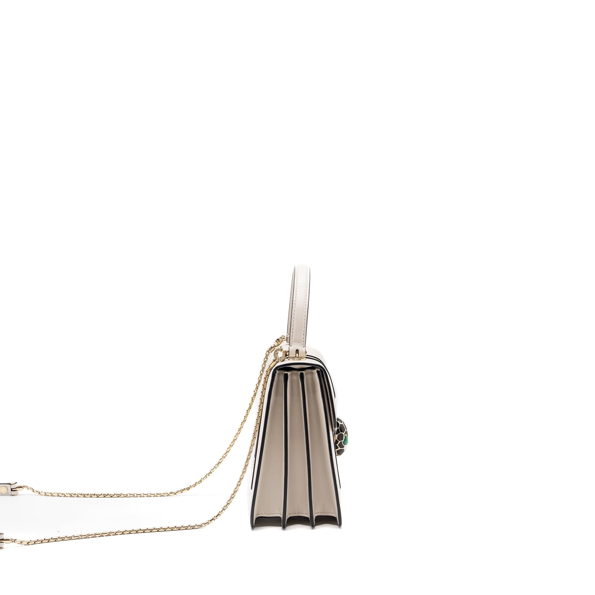 BVLGARI TOP HANDLE SERPENTI BAG CALFSKIN WHITE LGHW