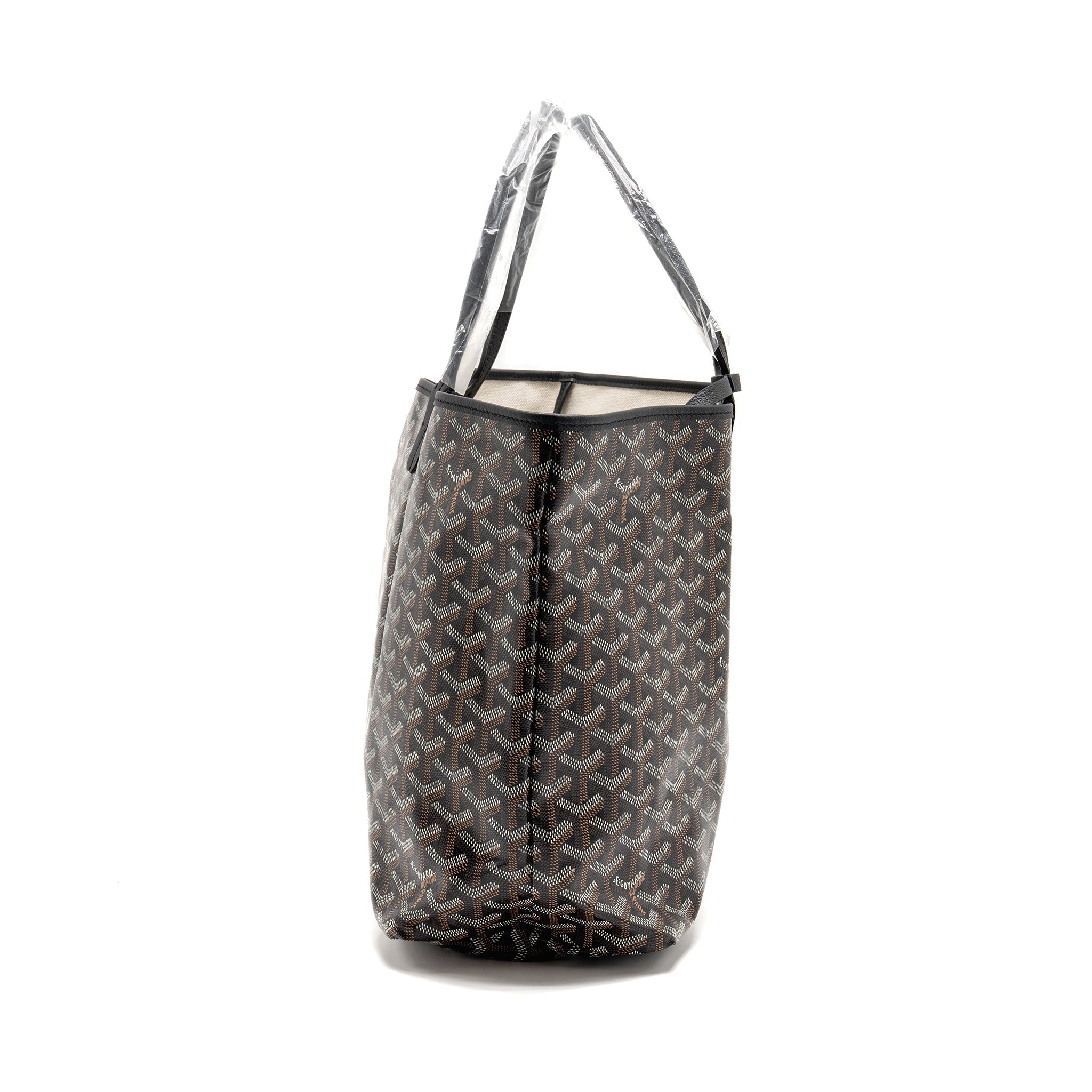 GOYARD SAINT LOUIS PM TOTE BAG GOYARDLINE CANVAS BLACK SHW
