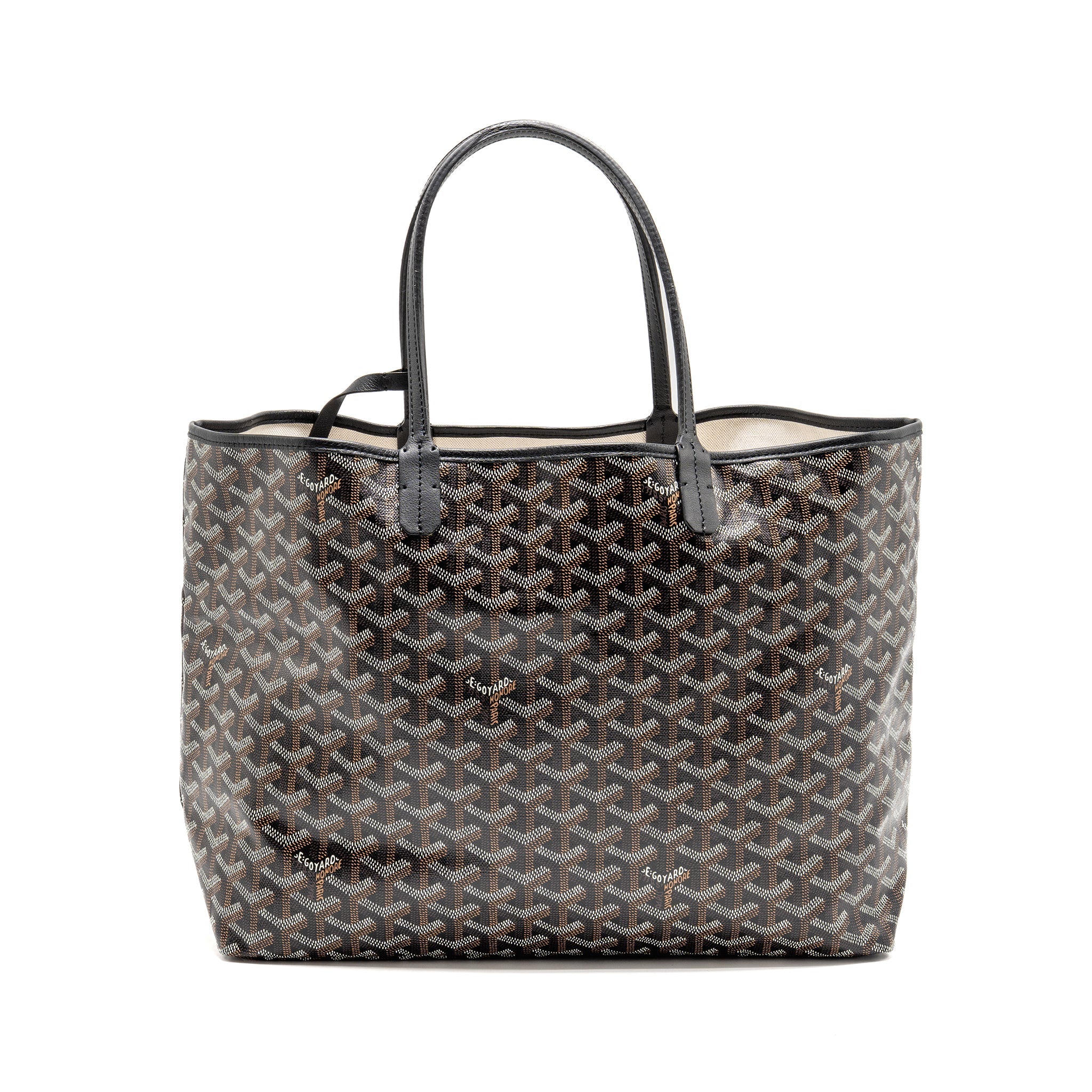GOYARD SAINT LOUIS PM TOTE BAG GOYARDINE CANVAS/CALFSKIN BLACK