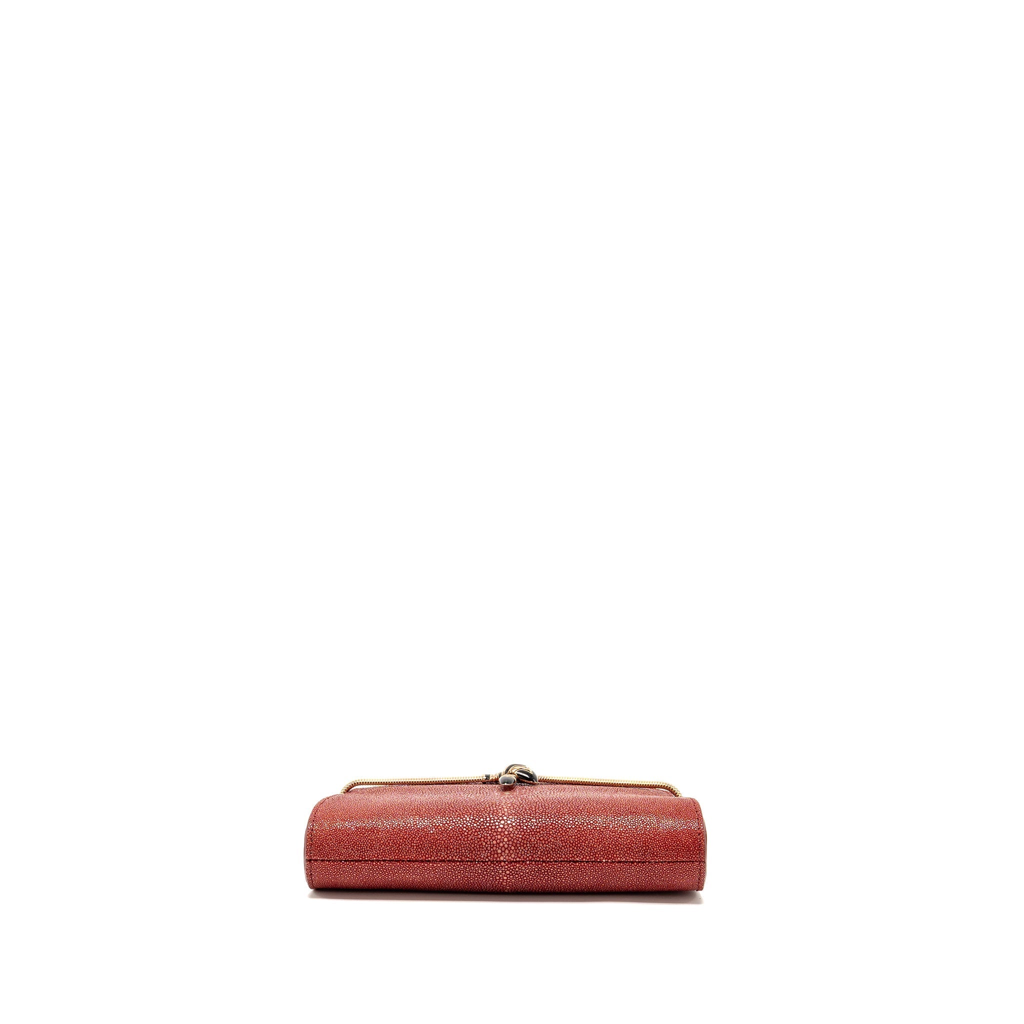 BVLGARI SERPENTI CLUTCH BAG GALUCHAT LEATHER RED RGHW