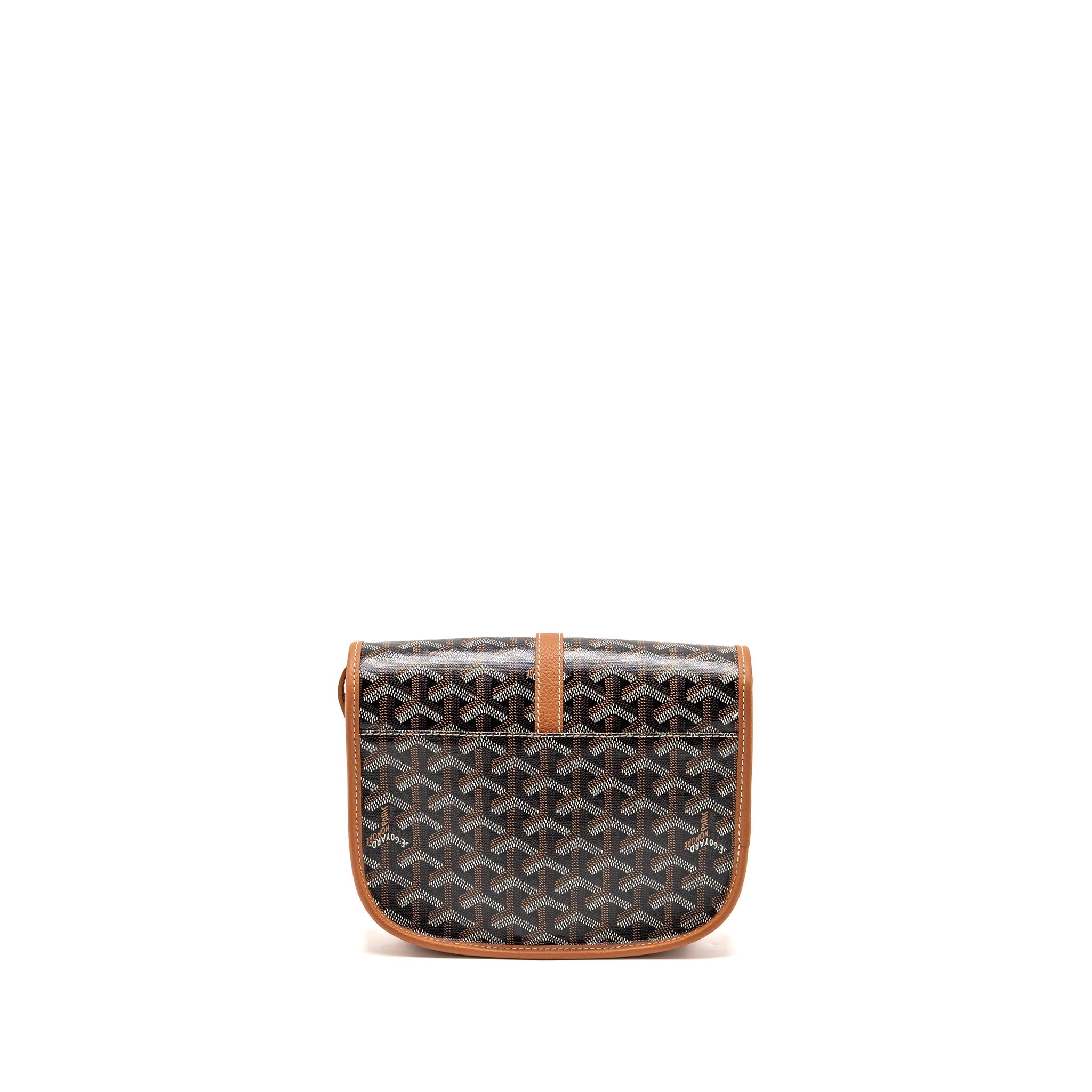 GOYARD BELVEDERE PM MESSENGER BAG GOYARDLINE CANVAS /CALFSKIN BLACK/TAN SHW