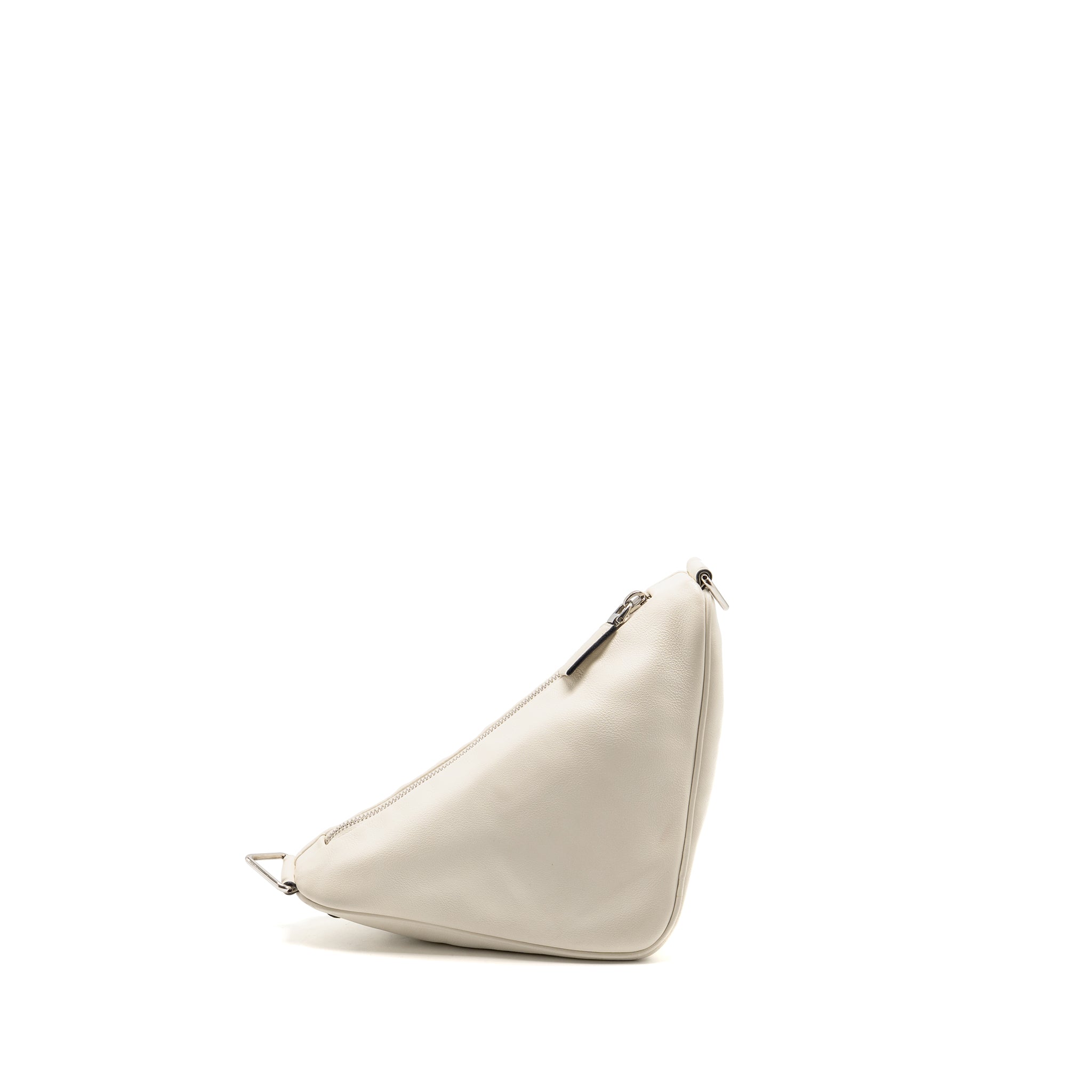PRADA TRIANGLE SHOULDER BAG LEATHER WHITE SHW