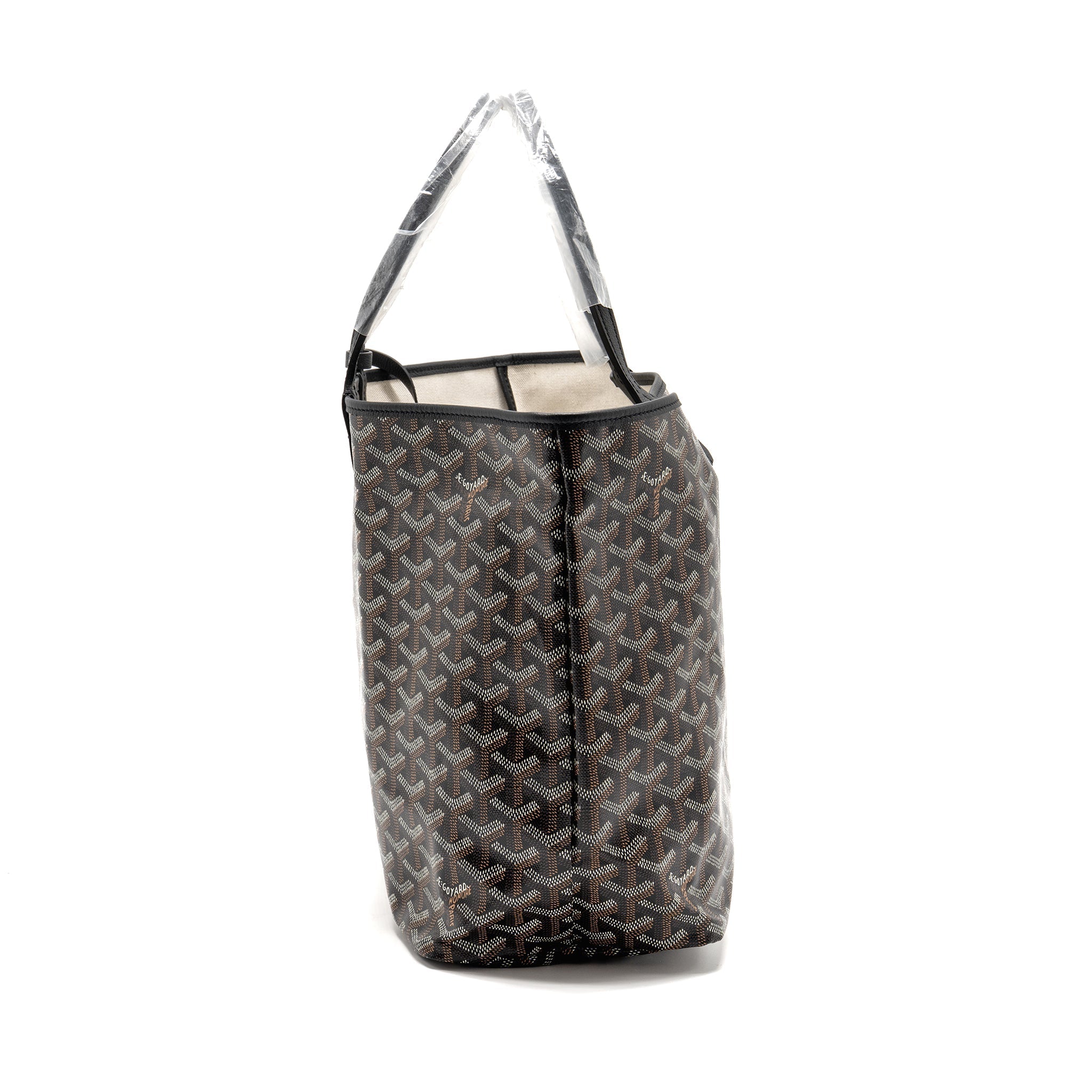 GOYARD SAINT LOUIS PM TOTE BAG GOYARDLINE CANVAS BLACK SHW