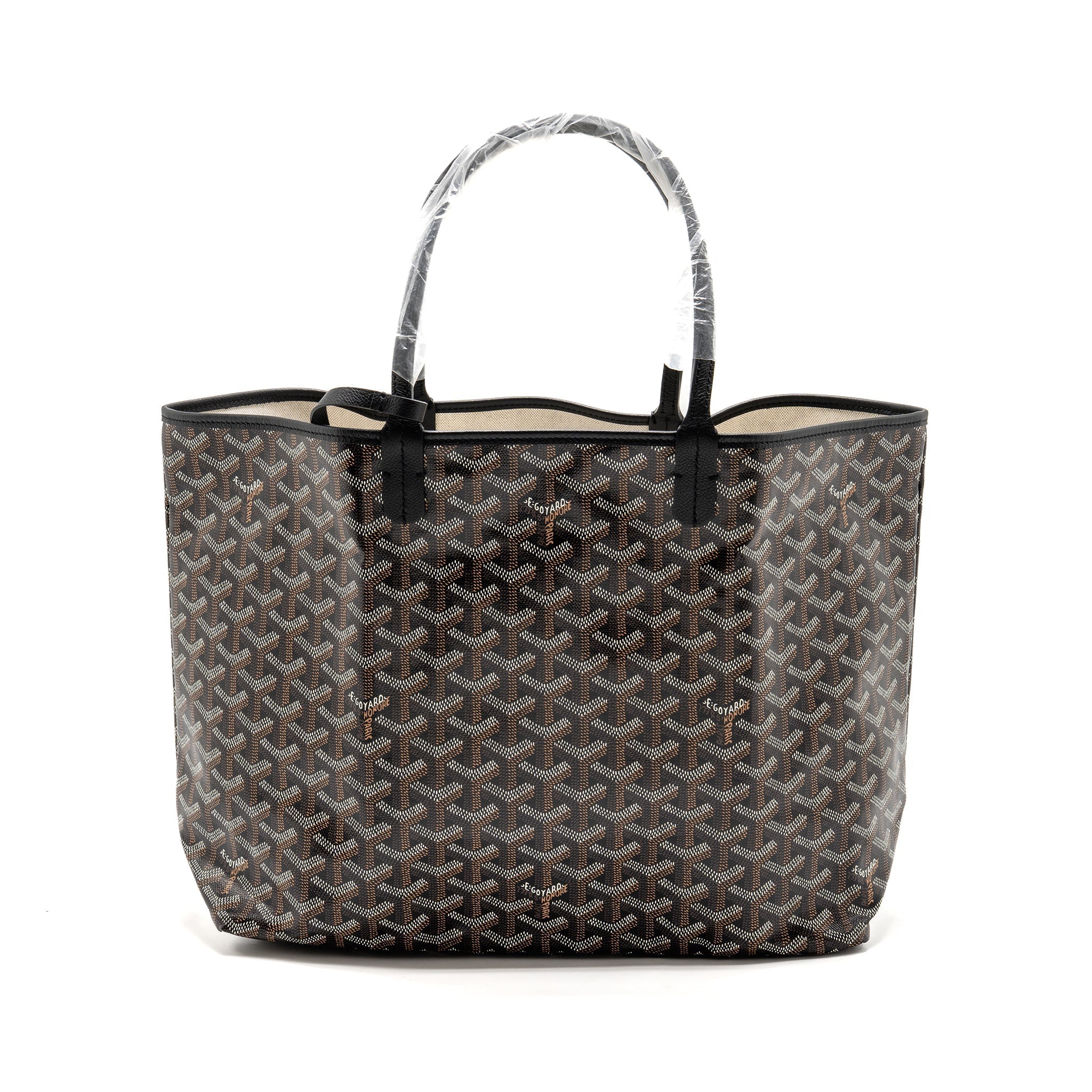 GOYARD SAINT LOUIS PM TOTE BAG GOYARDLINE CANVAS BLACK SHW