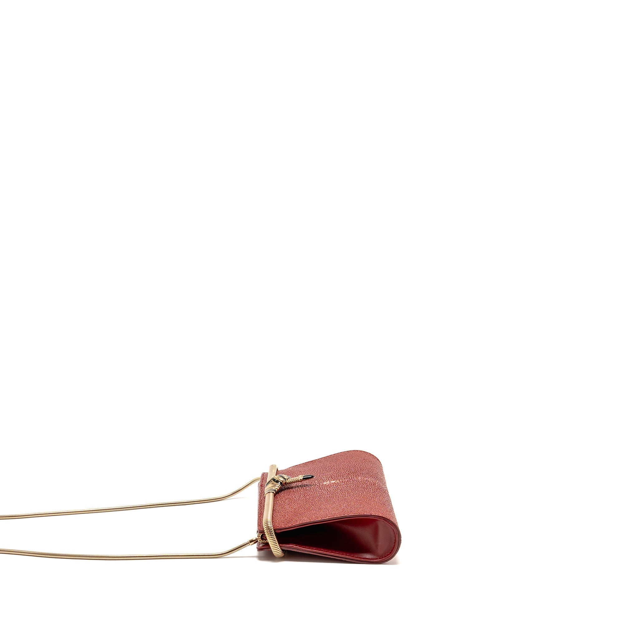 BVLGARI SERPENTI CLUTCH BAG GALUCHAT LEATHER RED RGHW