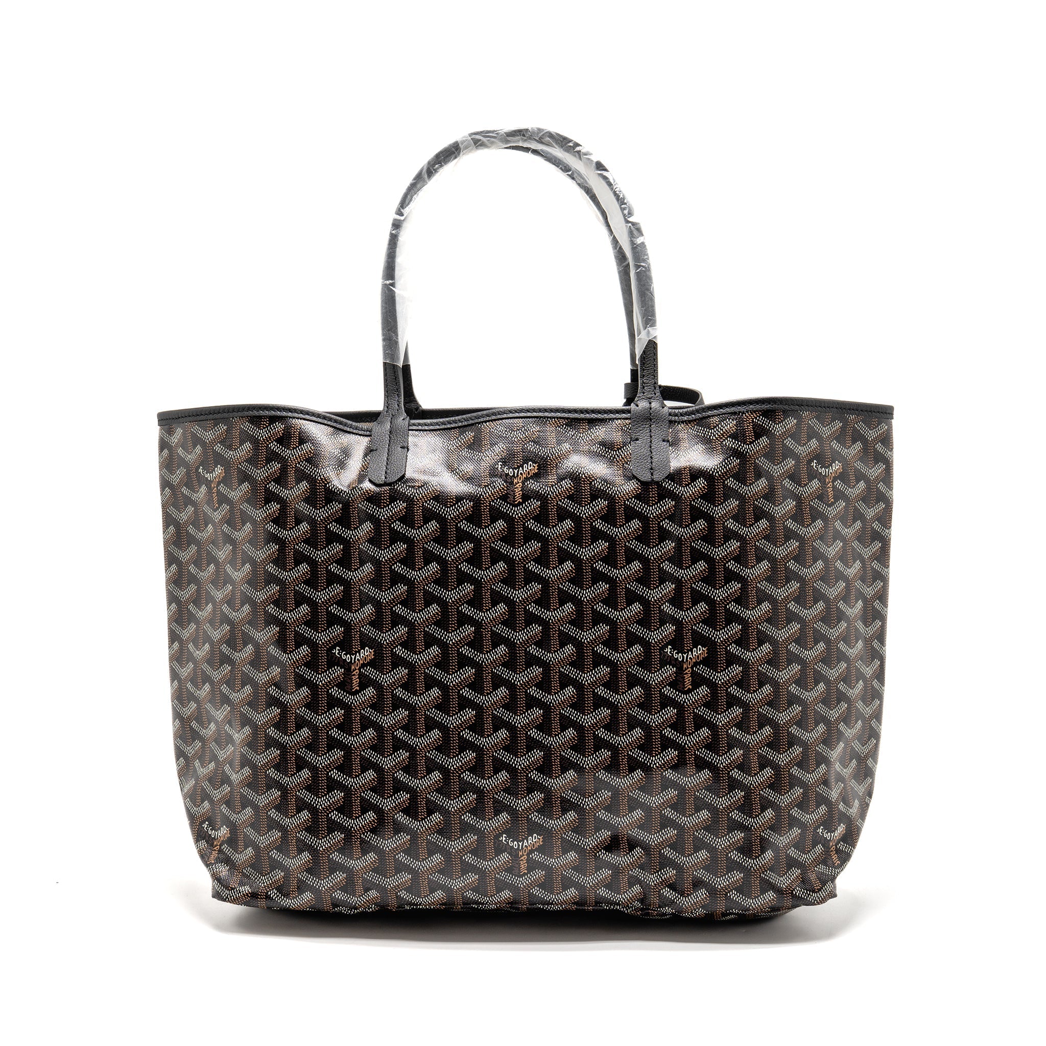 GOYARD SAINT LOUIS PM TOTE BAG GOYARDLINE CANVAS BLACK SHW