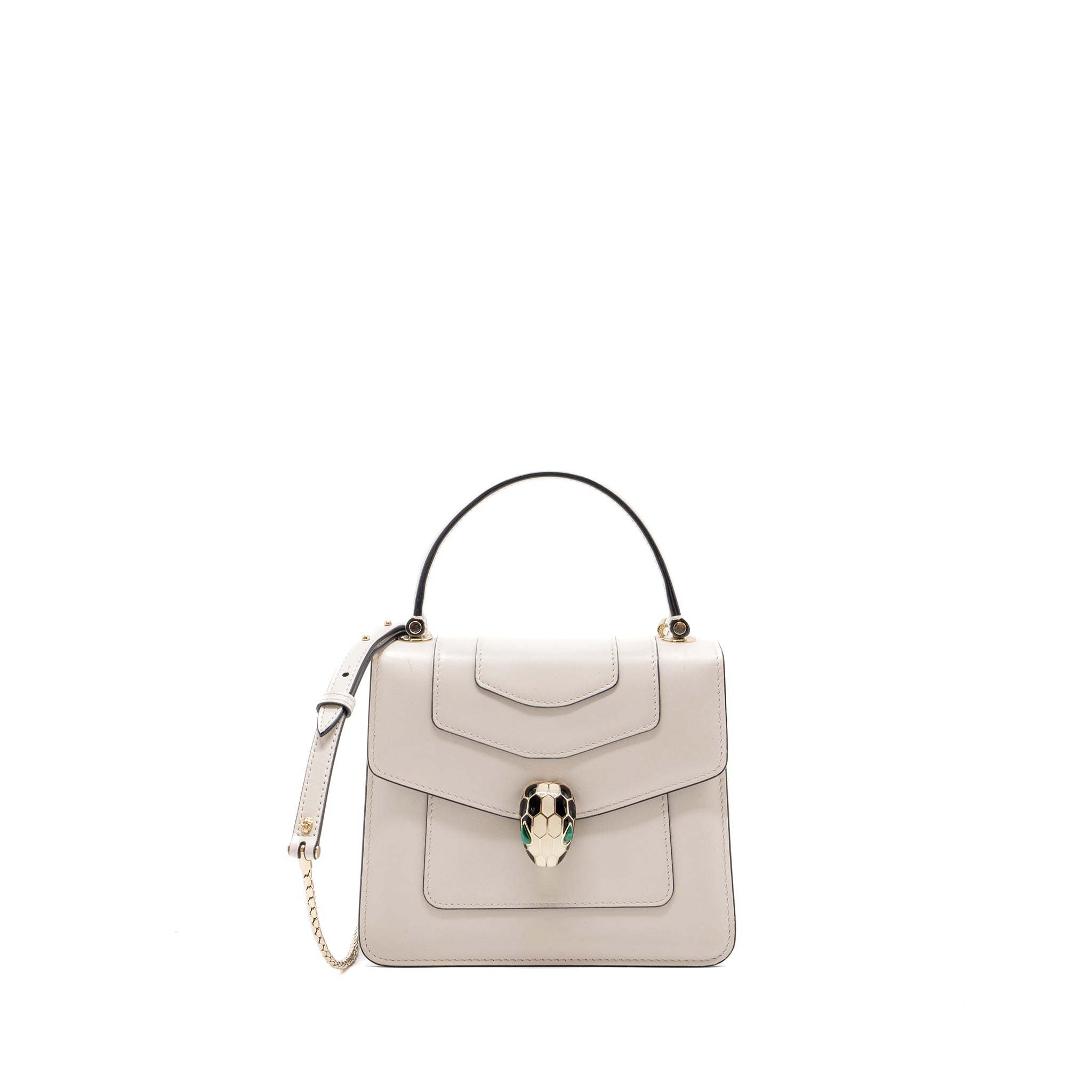 BVLGARI TOP HANDLE SERPENTI BAG CALFSKIN WHITE LGHW