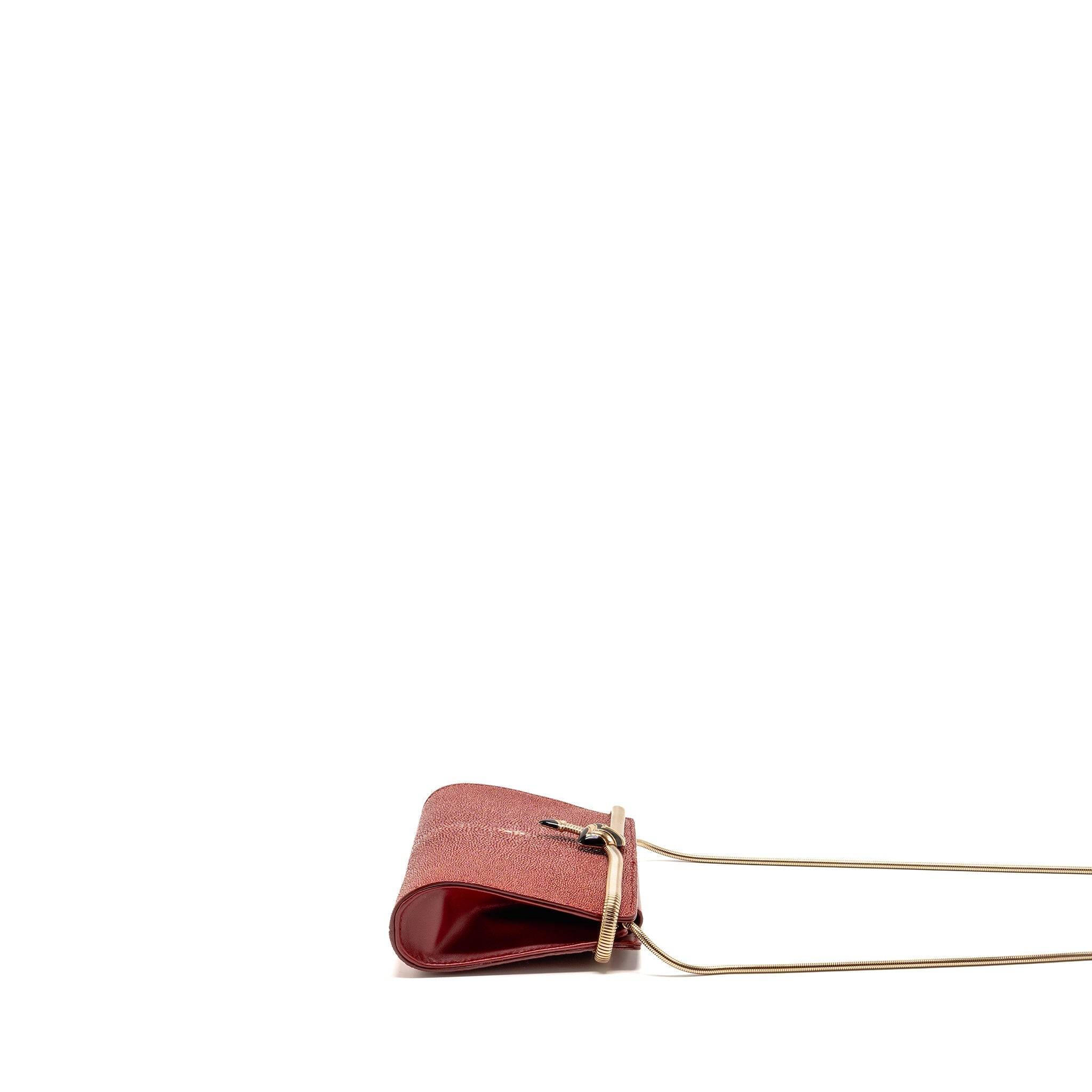 BVLGARI SERPENTI CLUTCH BAG GALUCHAT LEATHER RED RGHW