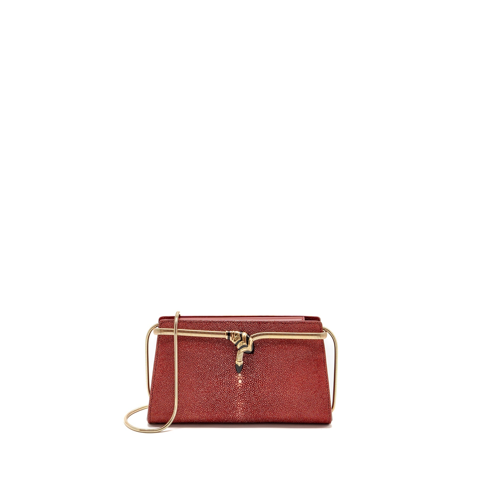 BVLGARI SERPENTI CLUTCH BAG GALUCHAT LEATHER RED RGHW