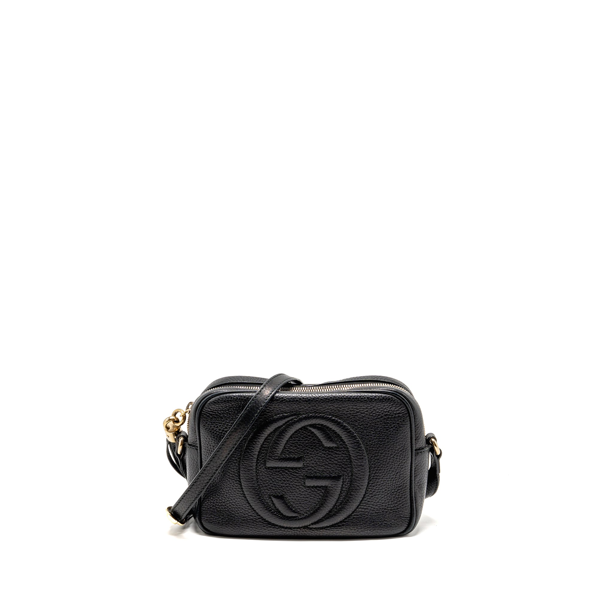 GUCCI SOHO DISCO CAMERA CROSSBODY BAG CALFSKIN BLACK LGHW