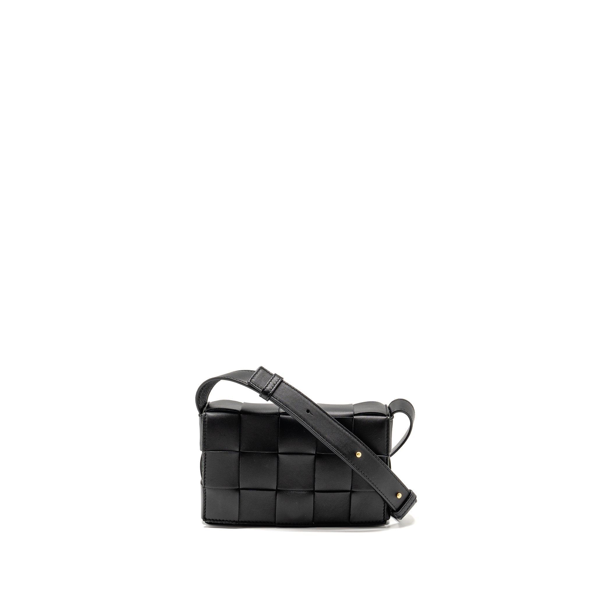 BOTTEGA VENETA SMALL CASSETTE BAG LAMBSKIN BLACK GHW