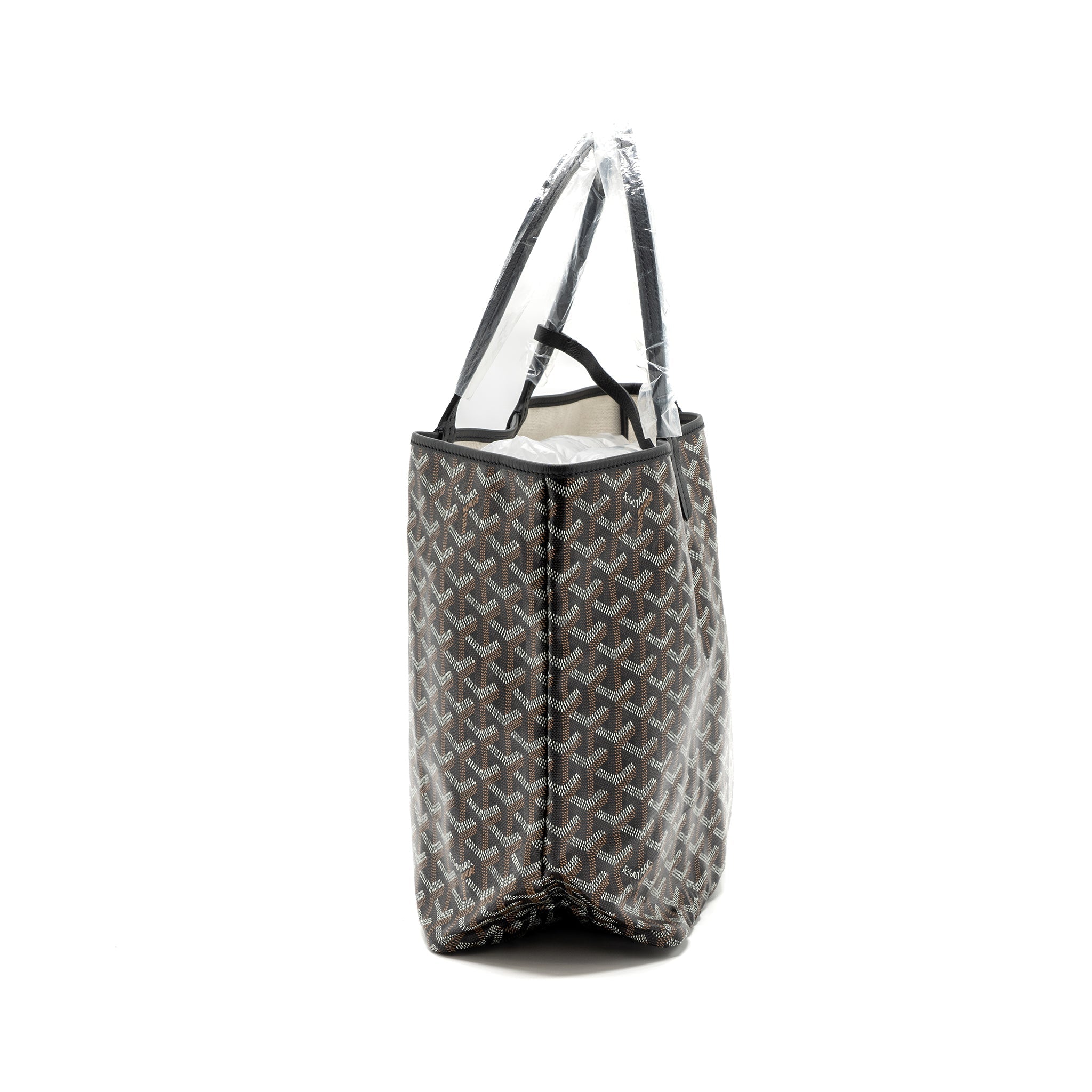 GOYARD SAINT LOUIS PM TOTE BAG GOYARDLINE CANVAS BLACK SHW
