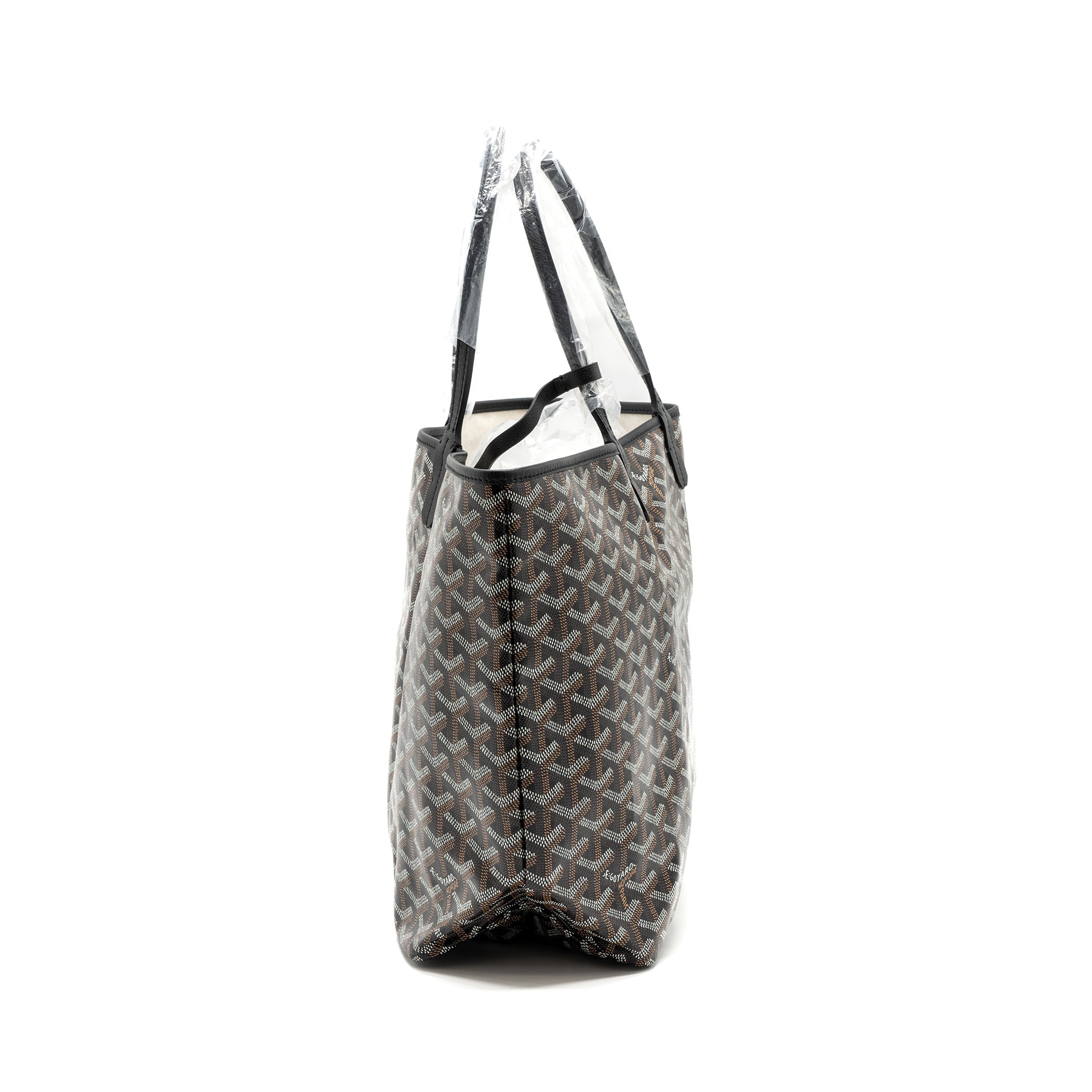 GOYARD SAINT LOUIS PM TOTE BAG GOYARDLINE CANVAS BLACK SHW
