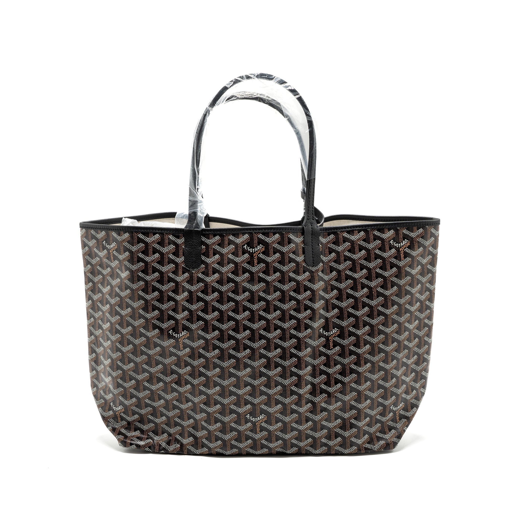 GOYARD SAINT LOUIS PM TOTE BAG GOYARDLINE CANVAS BLACK SHW