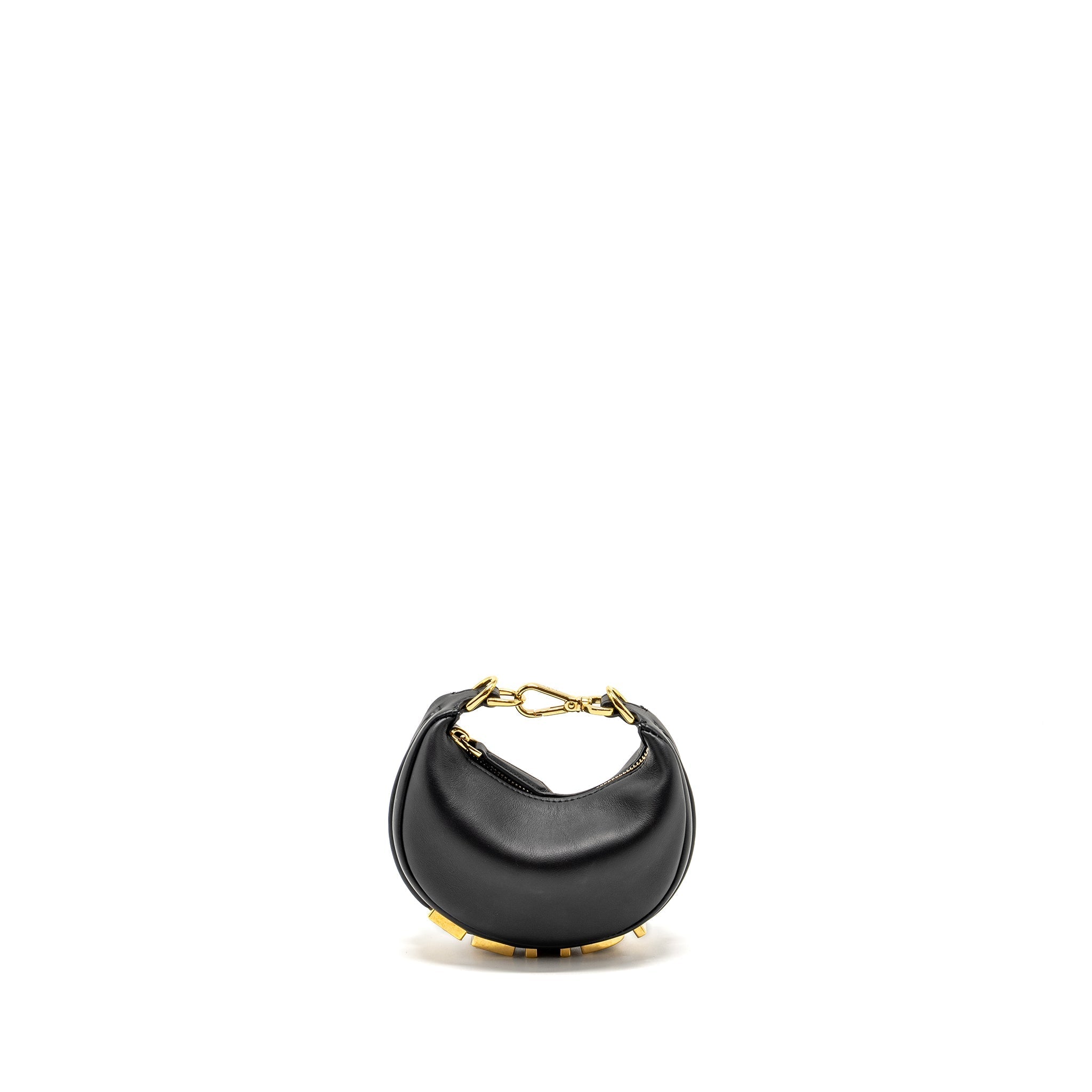 FENDI NANO FENDIGRAPHY LEATHER CHARM CALFSKIN BLACK GHW