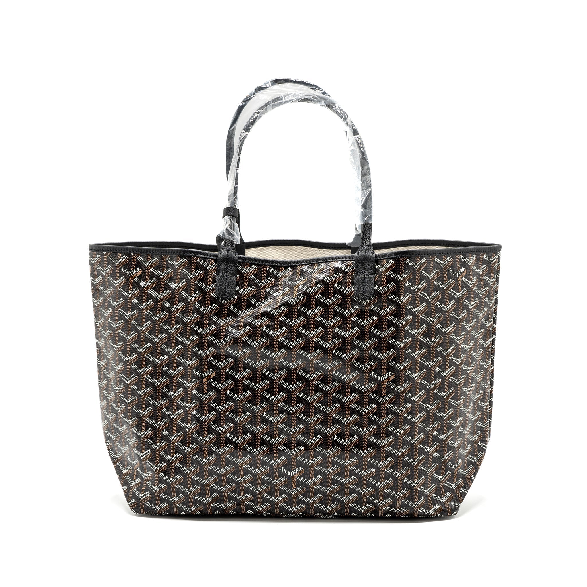 GOYARD SAINT LOUIS PM TOTE BAG GOYARDLINE CANVAS BLACK SHW