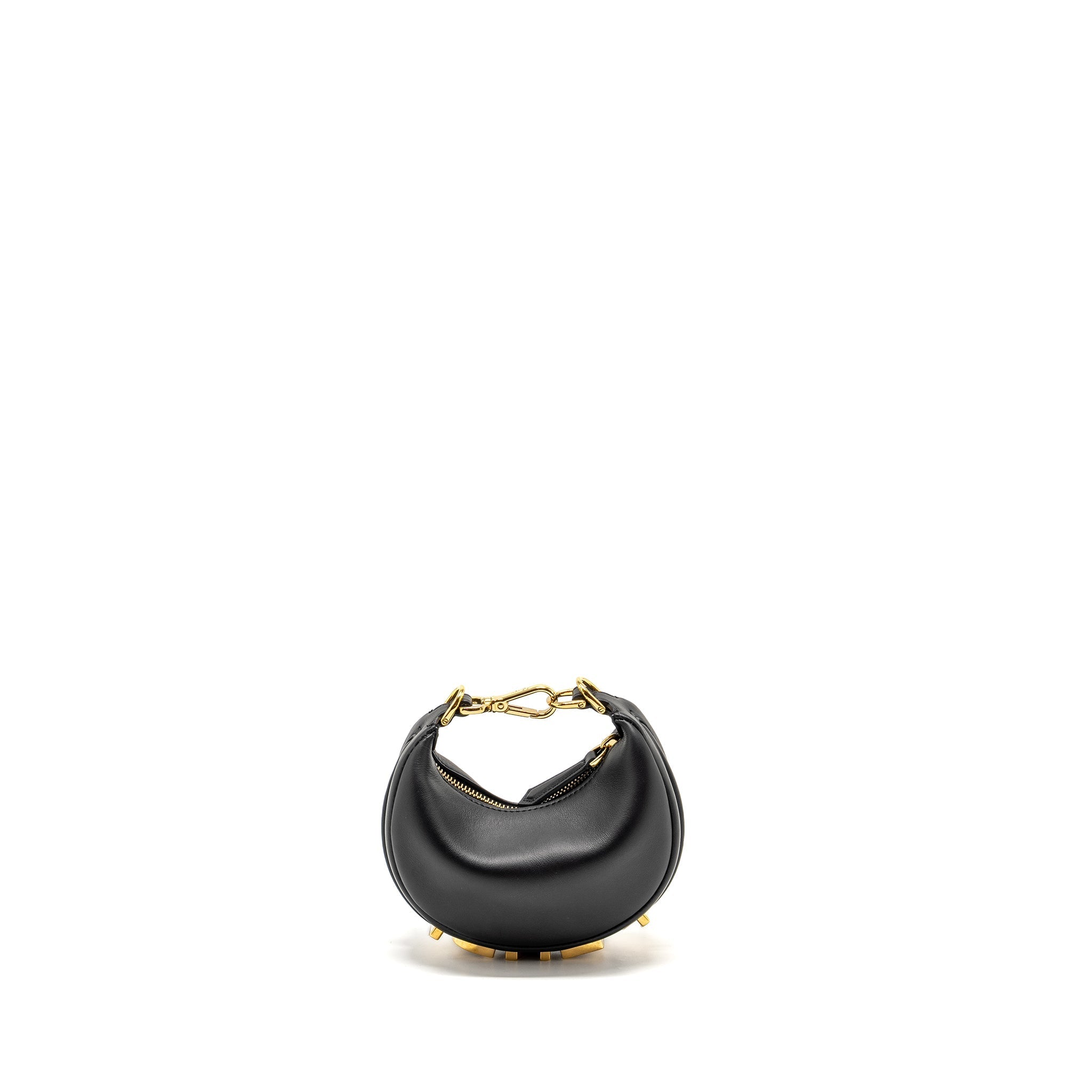FENDI NANO FENDIGRAPHY LEATHER CHARM CALFSKIN BLACK GHW