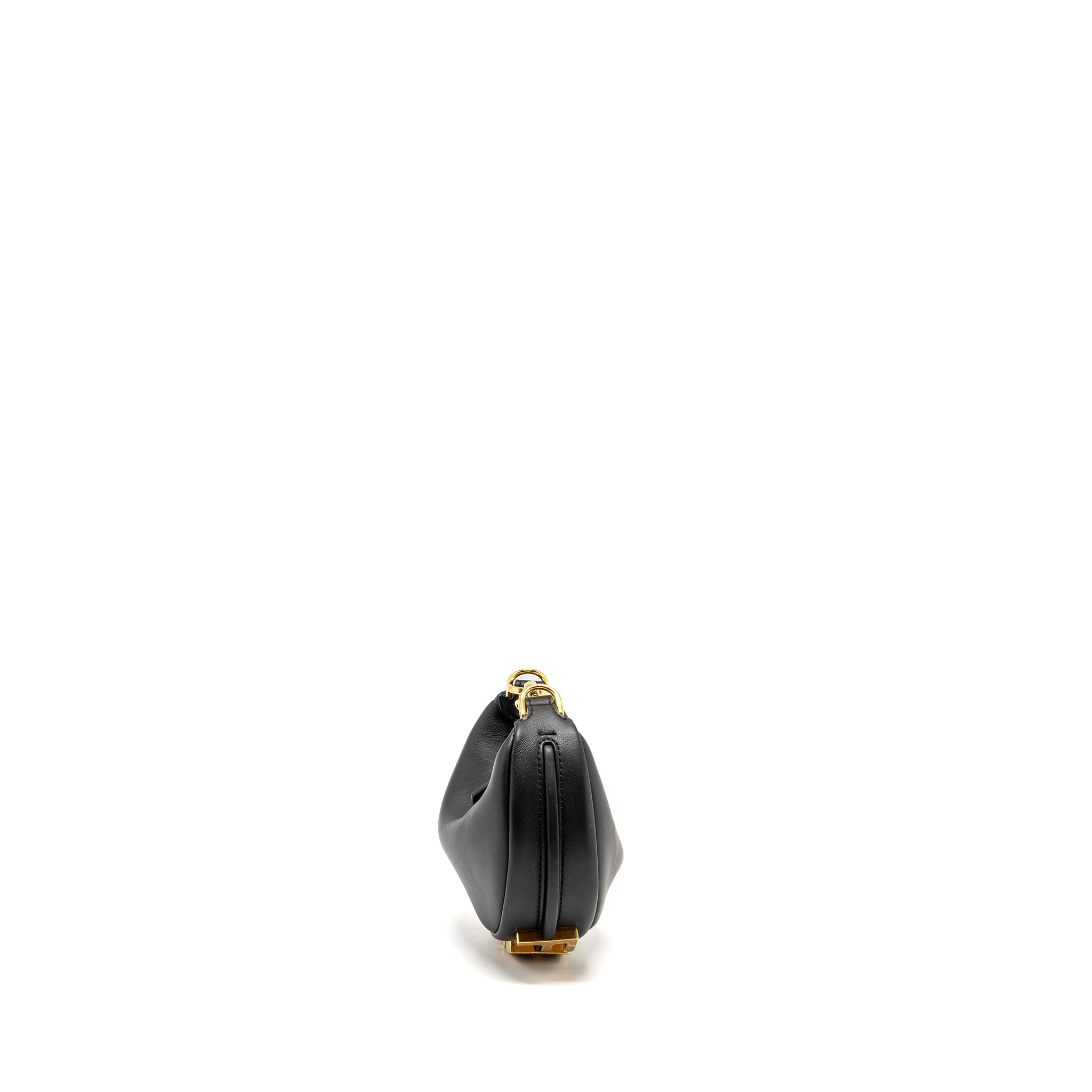FENDI NANO FENDIGRAPHY LEATHER CHARM CALFSKIN BLACK GHW