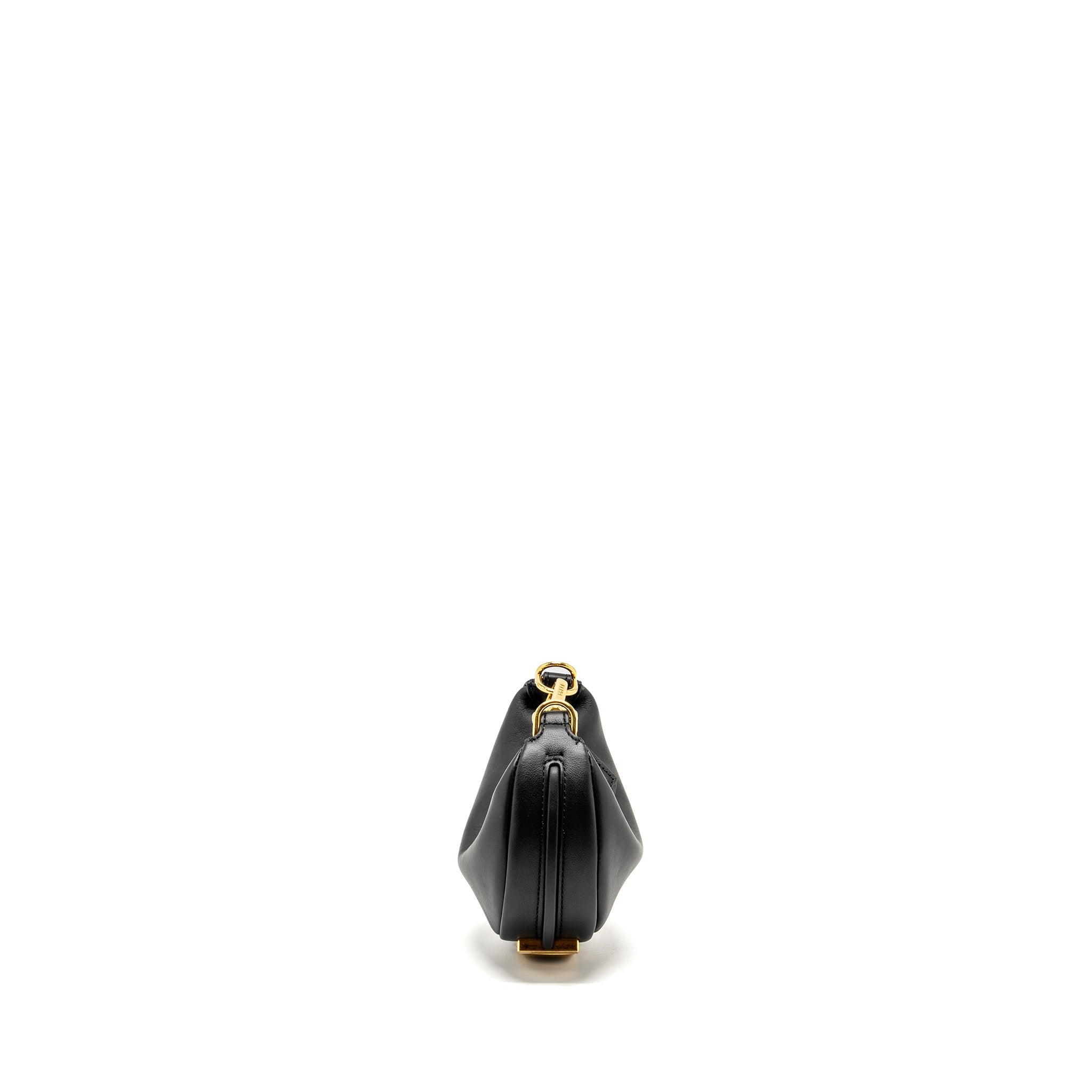 FENDI NANO FENDIGRAPHY LEATHER CHARM CALFSKIN BLACK GHW