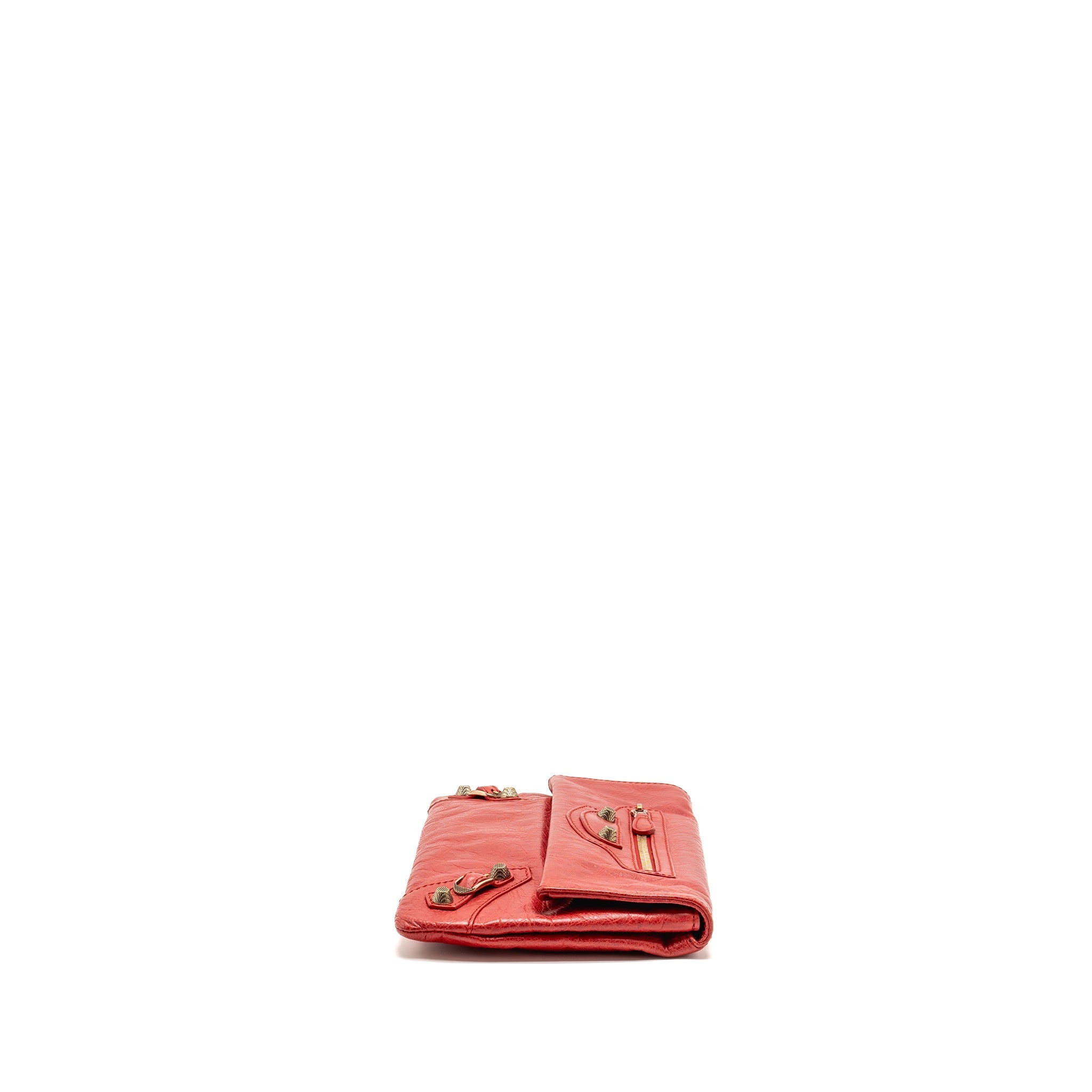 BALENCIAGA CITY FOLD CLUTCH LEATHER RED GHW